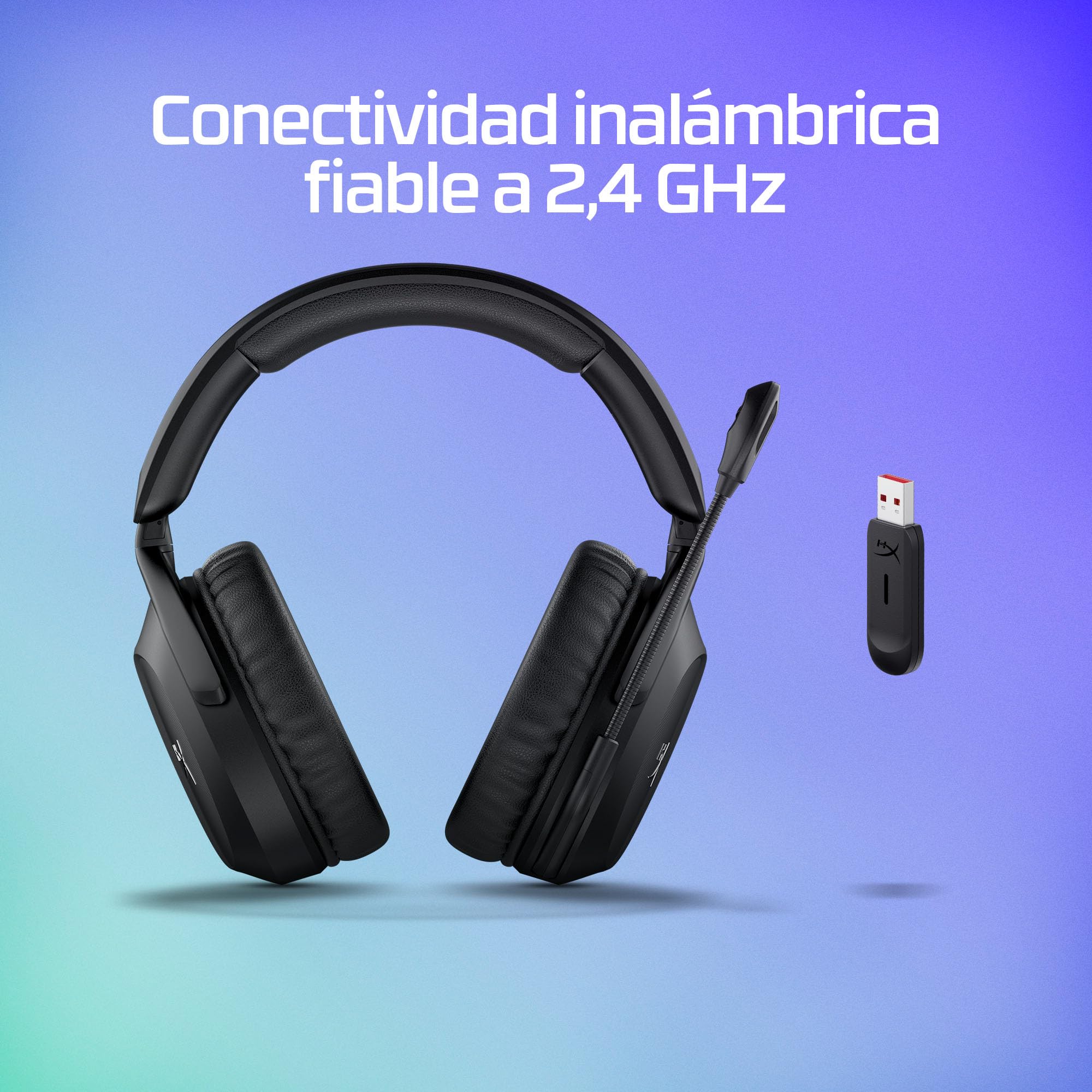 HyperX Cloud Stinger 2 - Auriculares inalámbricos para Juegos – Compatibles con PC. Micrófono con cancelación de Ruido, cómoda Espuma viscoelástica, hasta 20 Horas de duración de la batería