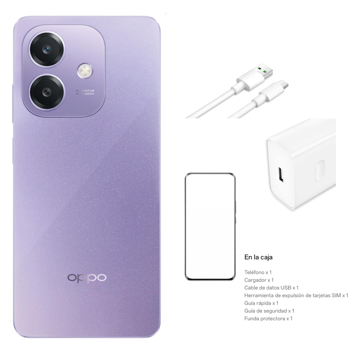 OPPO A40 Lila 4GB+256GB, Resistencia Grado Militar, Super Charge, 1 Años de Garantía