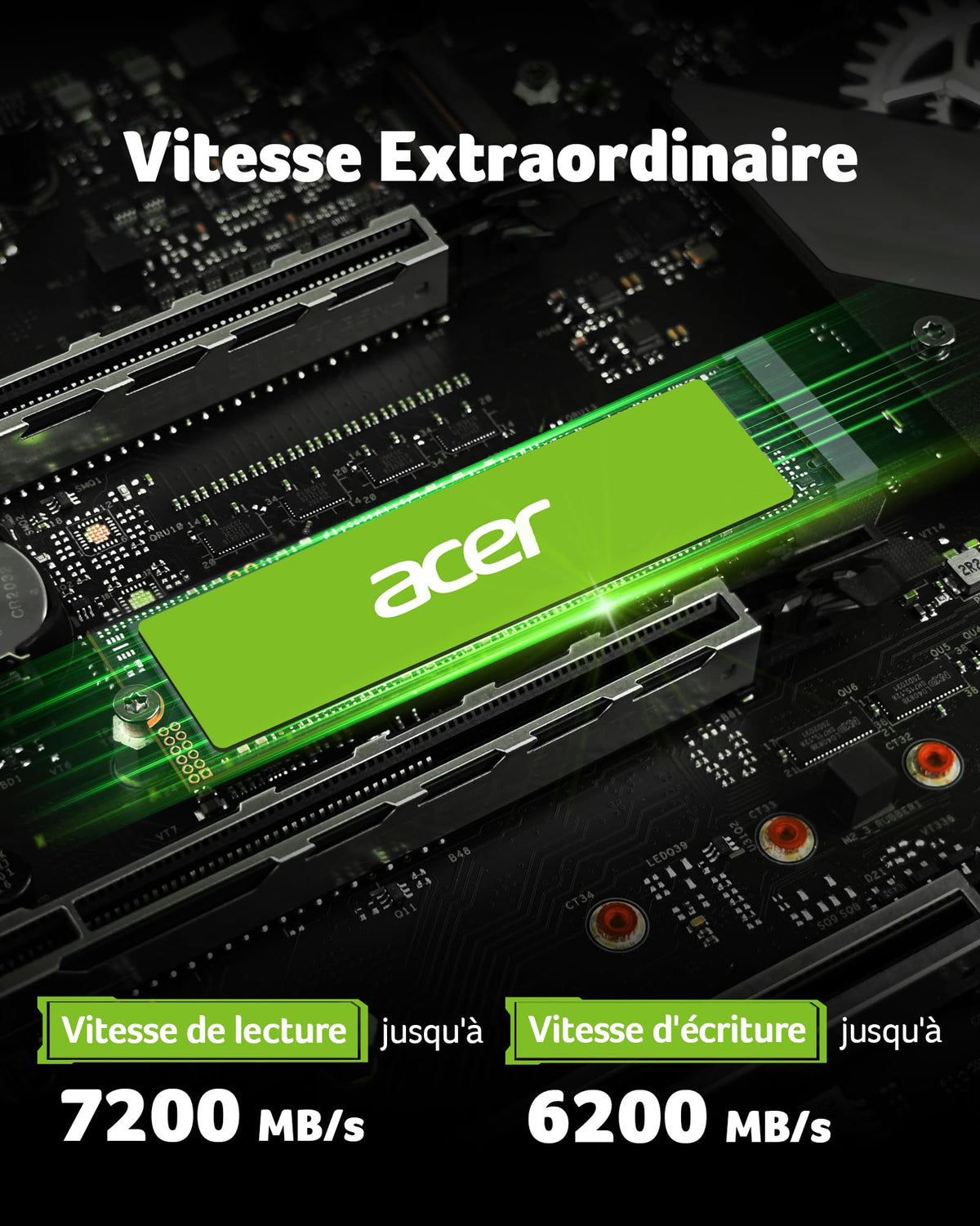 Acer 1TB Gen4 NVMe M.2 SSD - hasta 7200 MB/s -FA200-1TB- Unidad Interna de Estado sólido