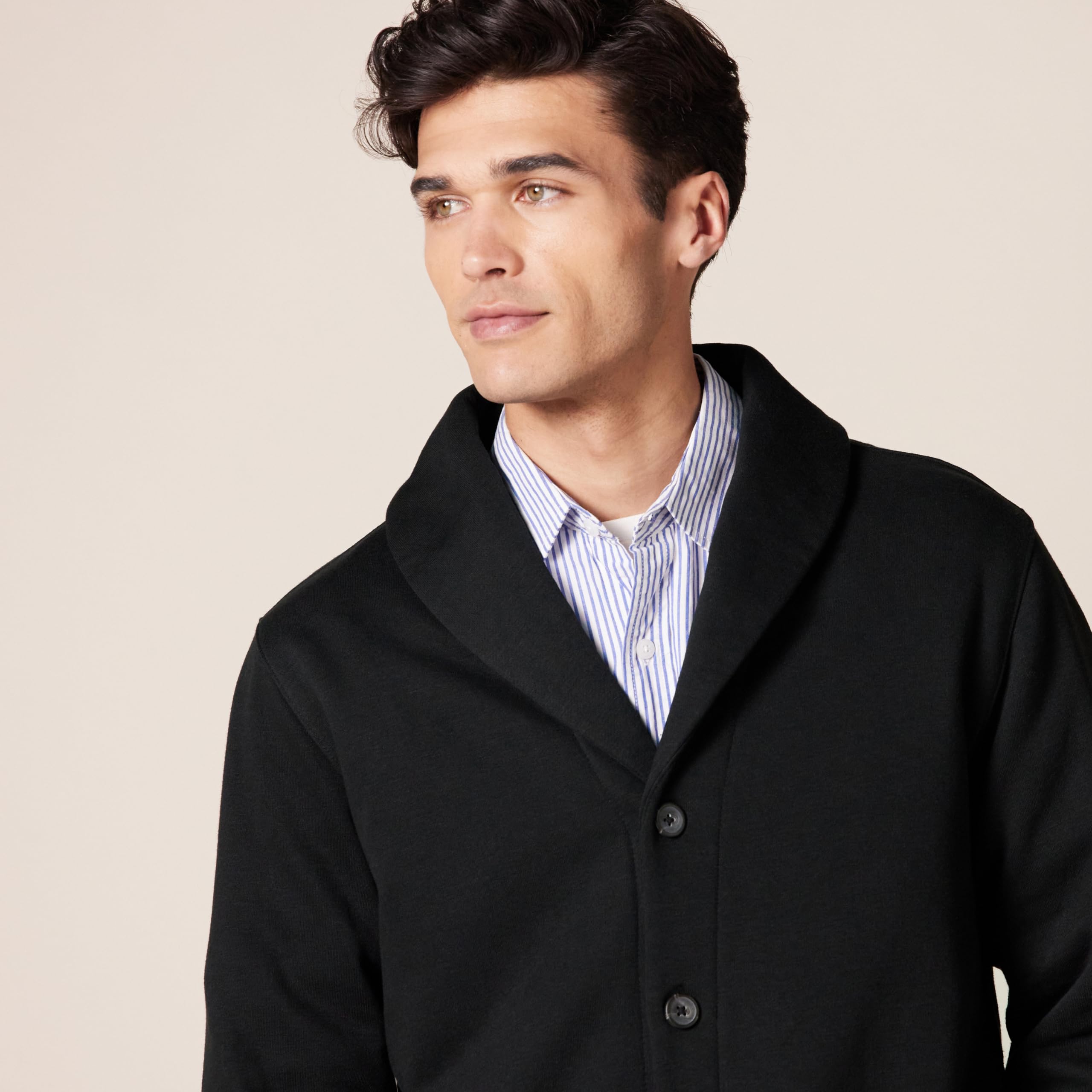 Amazon Essentials - Cárdigan de forro polar de manga larga para hombre, color negro, talla M