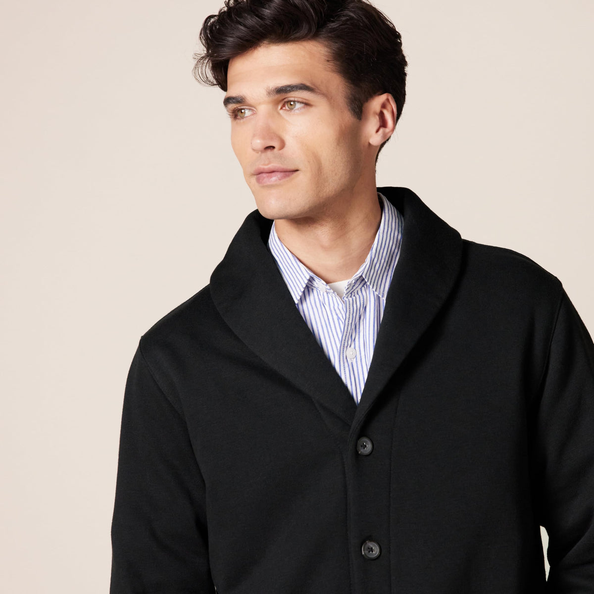 Amazon Essentials - Cárdigan de forro polar de manga larga para hombre, color negro, talla M
