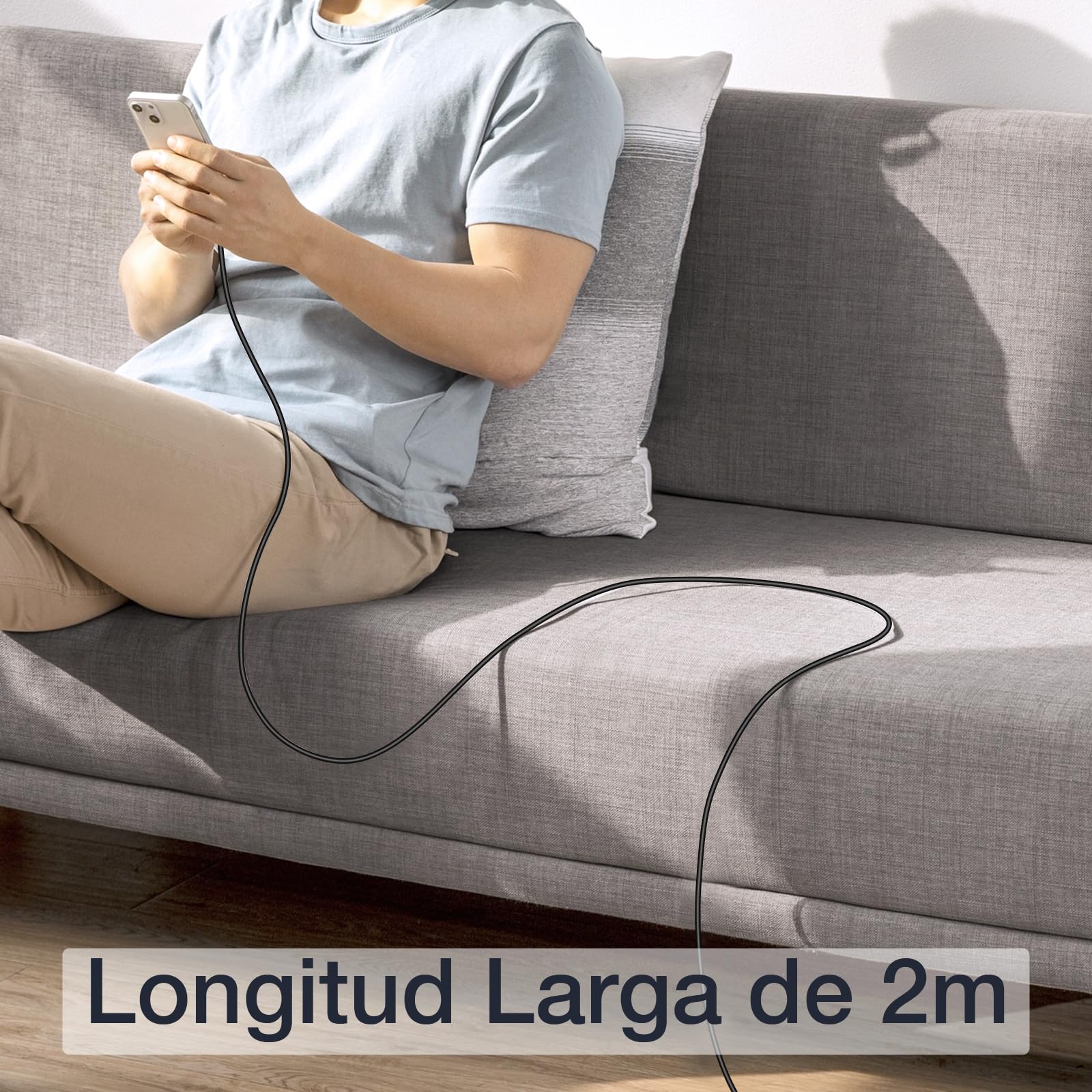 1 Hora 2 Paquete Cable Tipo C Carga Rapida 2M, 3A 60W Cable USB C, Nylon Trenzado, Cable Tipo C a USB C Compatible con iP15, Samsung Galaxy S24 S23 S22, iPad Pro 2021, Airpods, Macbook Air