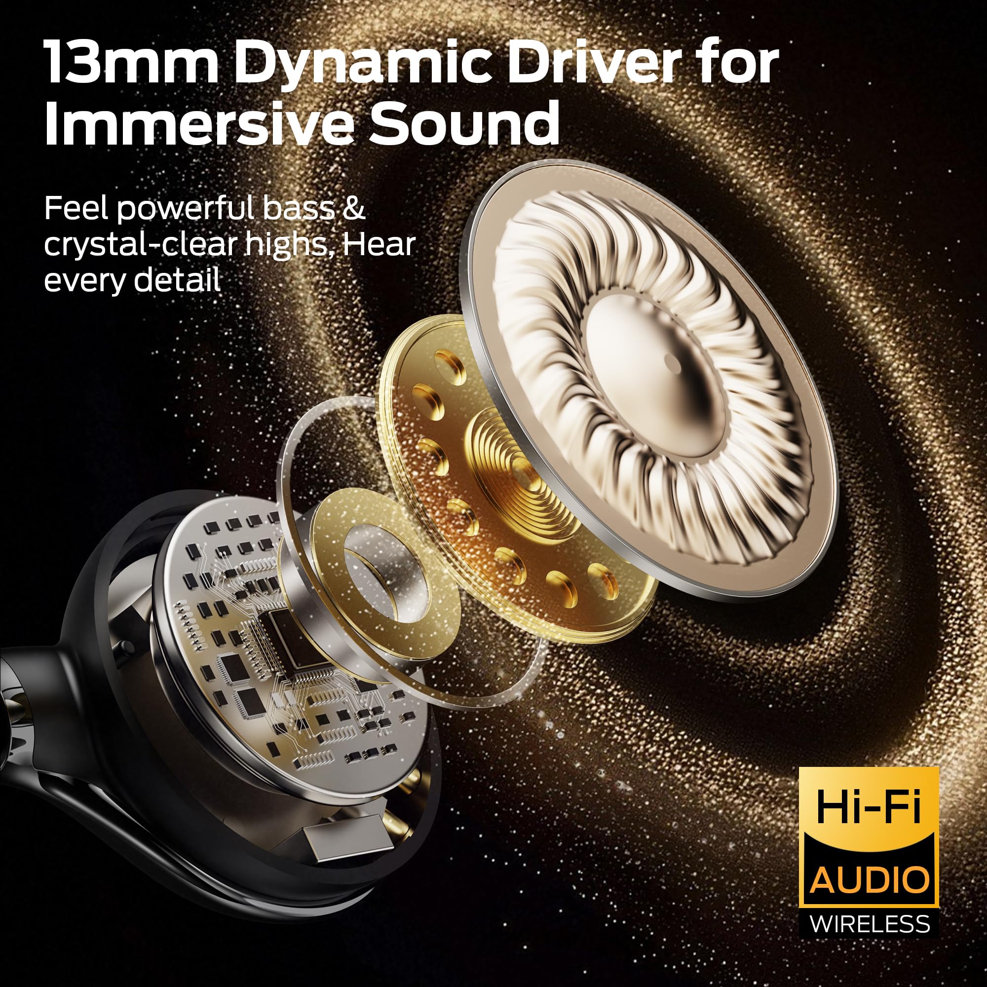 Monster Open Ear AC225 Auriculares, Auriculares Inalámbricos Bluetooth 6.0, Sonido Estéreo, Auriculares Clip-on Ligeros con Micrófono ENC para Llamadas Claras, Tiempo de Reproducción de 36h, Negro