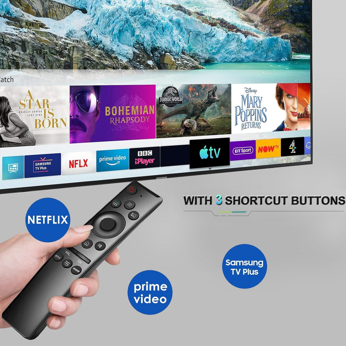 Mando para Samsung Smart TV,Universal Mando a Distancia para Samsung Televisión Original ,Universal para Samsung TV, para Samsung TV QLED UHD SUHD HDR LCD LED HDTV Marco Curvo 4K 8K 3D Smart TVs.