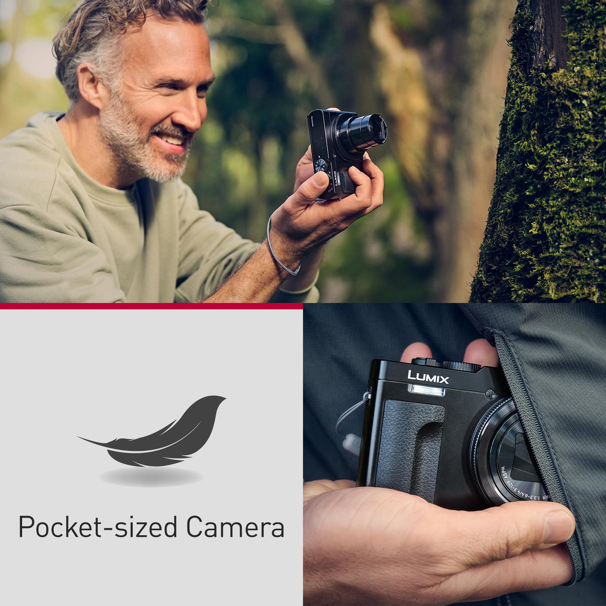 Panasonic LUMIX DC-TZ99E-S Cámara compacta de Viaje, Lente Leica DC, Zoom de 30x, 24-720 mm, 20,3 MP, OIS, vídeo 4K 30p, Monitor Plegable de 7,6 cm, WiFi, Bluetooth, Plata
