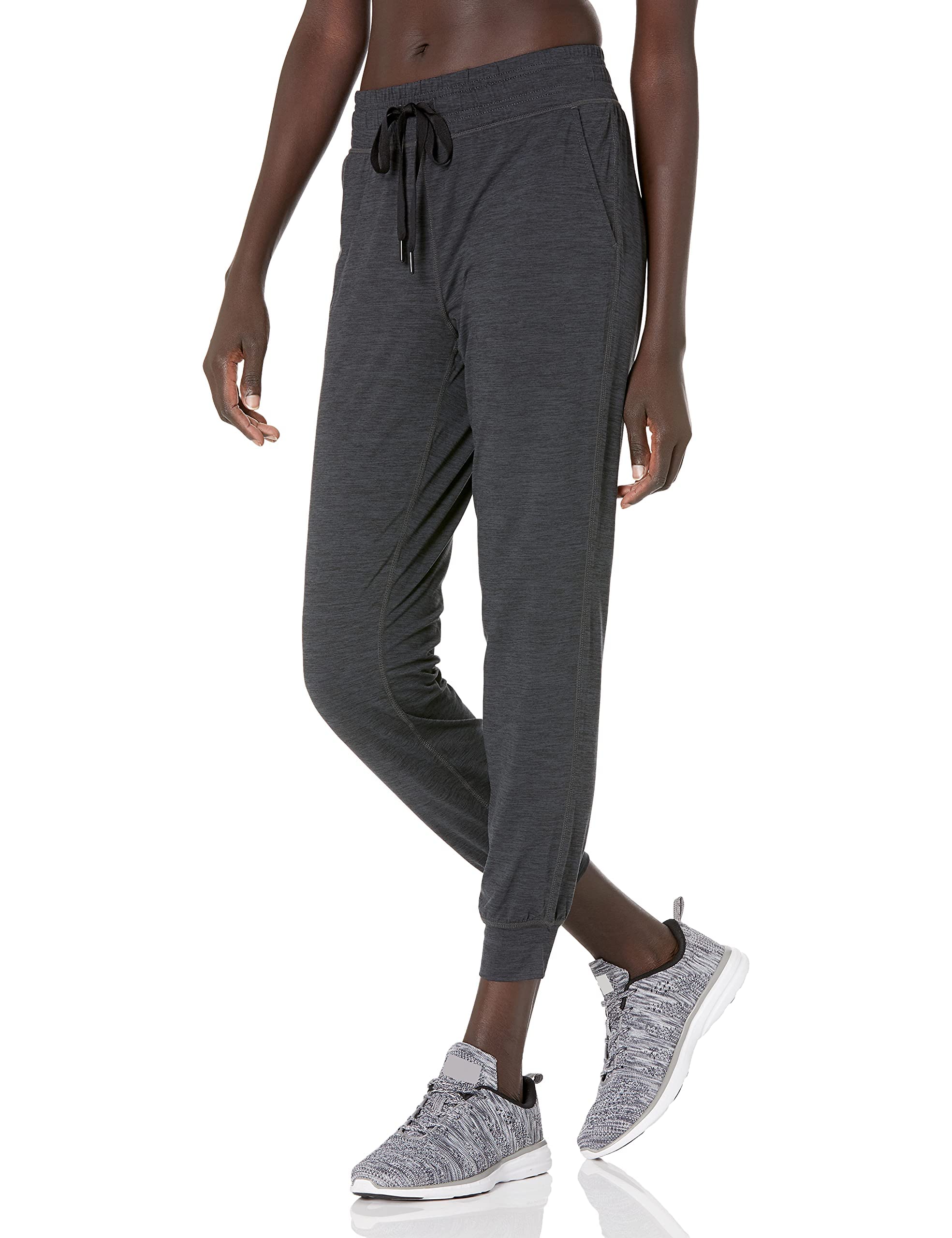 Amazon Essentials - Pantalón deportivo elástico cepillado para mujer (disponible en tallas grandes), negro, tinte espacial, talla XG