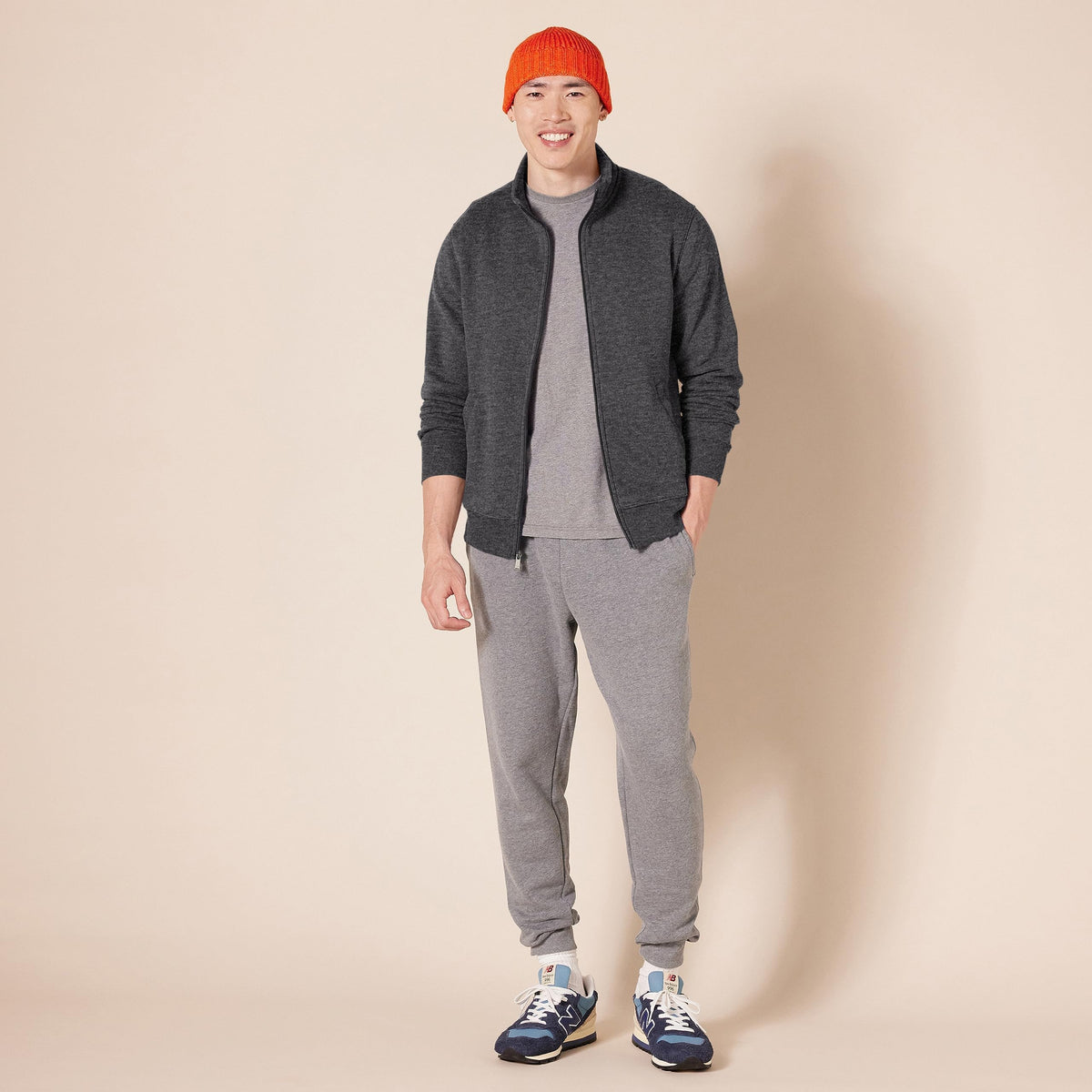 Amazon Essentials Sudadera de Polar con Cremallera y Cuello Alto, Peso Medio, Corte Regular Hombre, Charcoal Heather, M