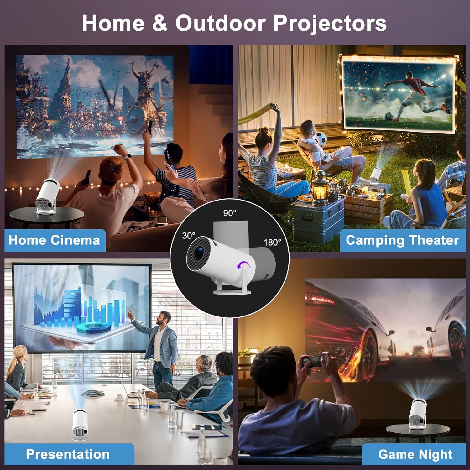 LXJADAP Mini Proyector Portatil 2026, Proyector 4K, 250ANSI/10000 lúmenes