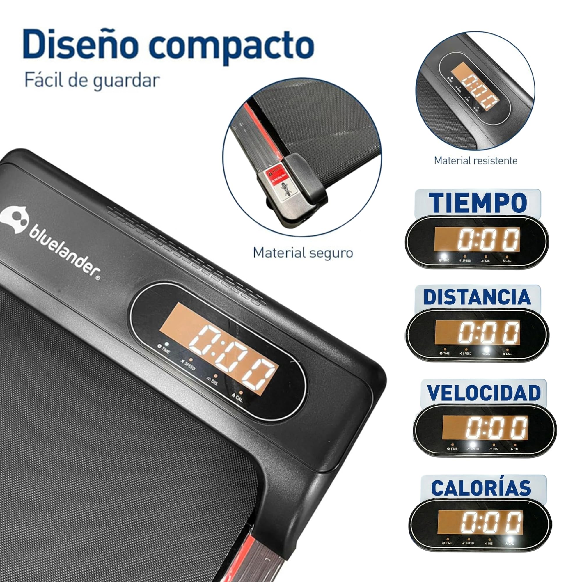 Bluelander Caminadora Electrica, Walking Pad con Asa, 100 * 48 * 120 cm, 110 V, Pantalla Digital, Caminadora Plegable, Portatil, Ideal para Oficina, Hogar, Cinta para Caminar (Walking Pad con Asa)