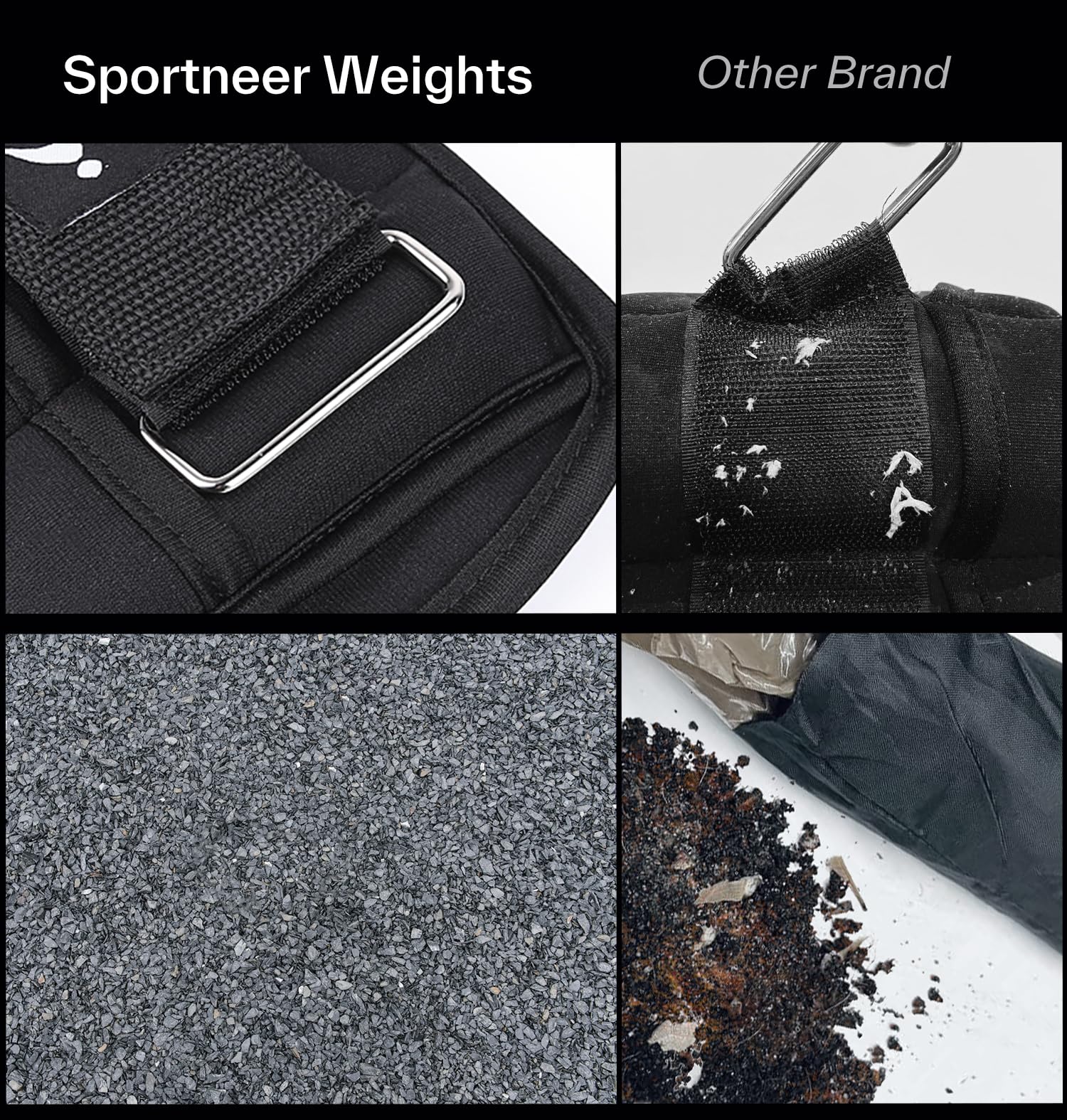 Sportneer Pesas ajustables para tobillos 1 Par (2-10 libras)-Negro