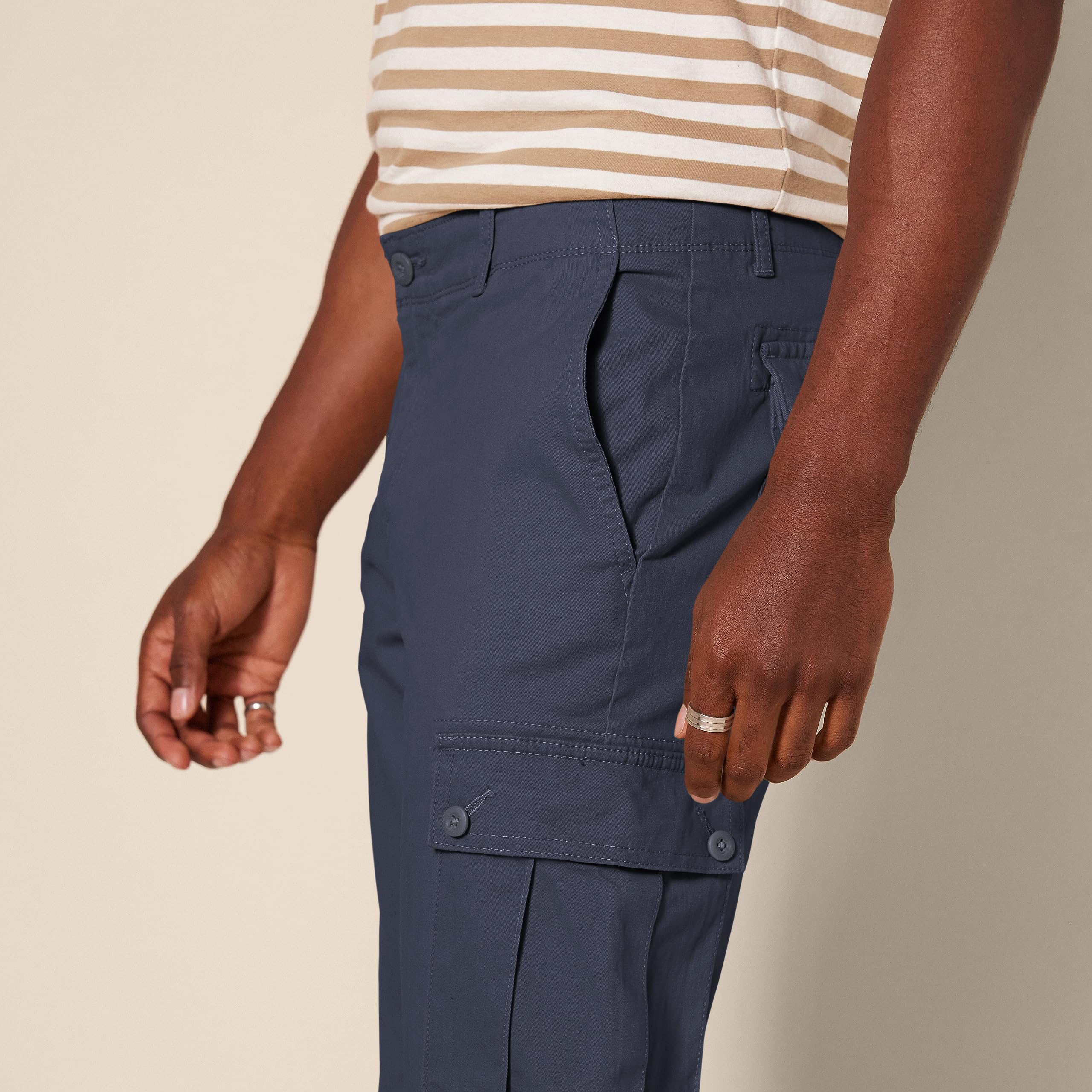 Amazon Essentials - Pantalón cargo elástico para hombre, corte ajustado, color azul marino, 32 de ancho x 32 de largo