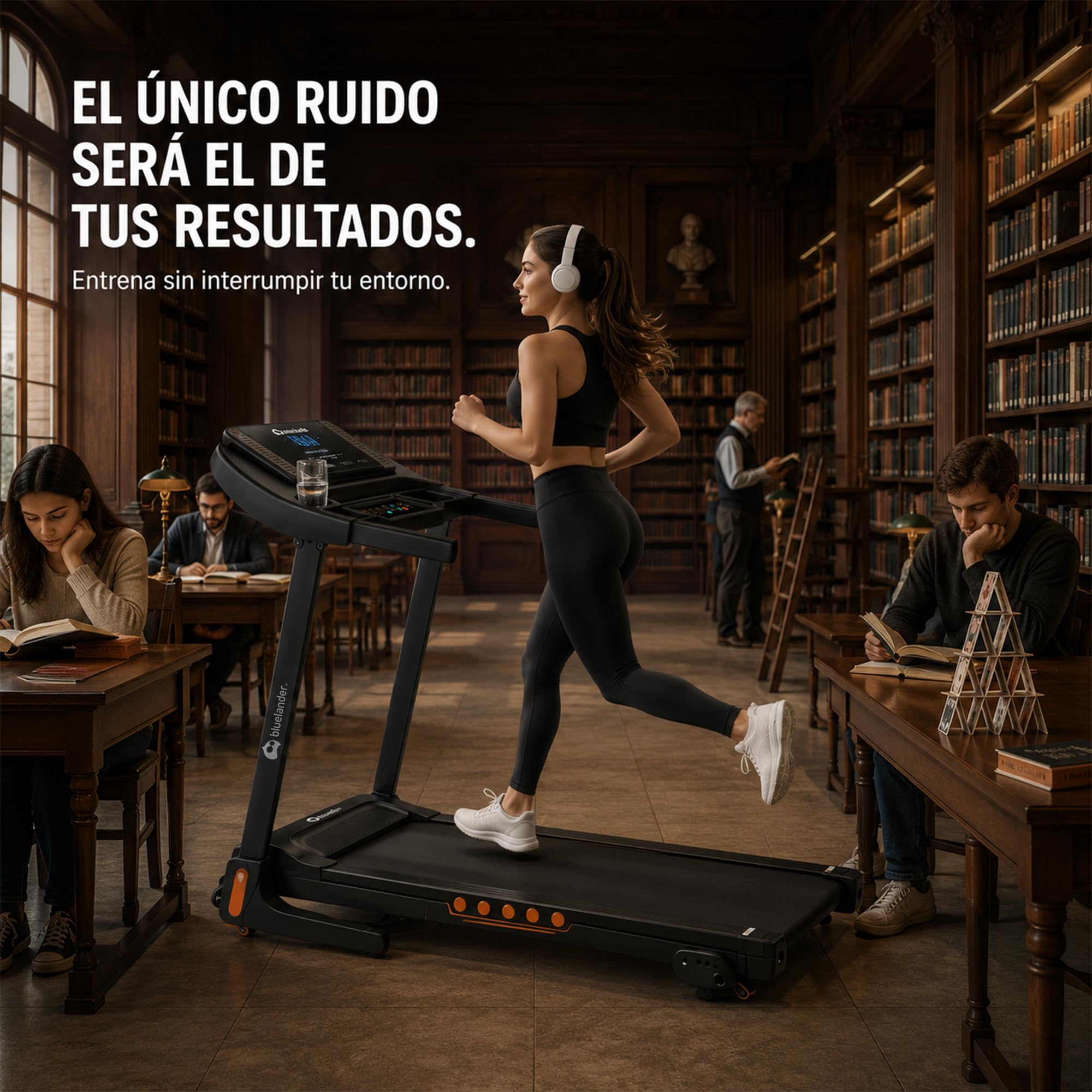 Bluelander Caminadora Electrica 2.0 HP, Caminadora Electrica Portatil, 4 Niveles de Inclinación, 12 Modos Automáticos, Incluye Bocinas y Pantalla, Velocidad de 1 a 14 Km/h, Capacidad de Soporte 110 Kg