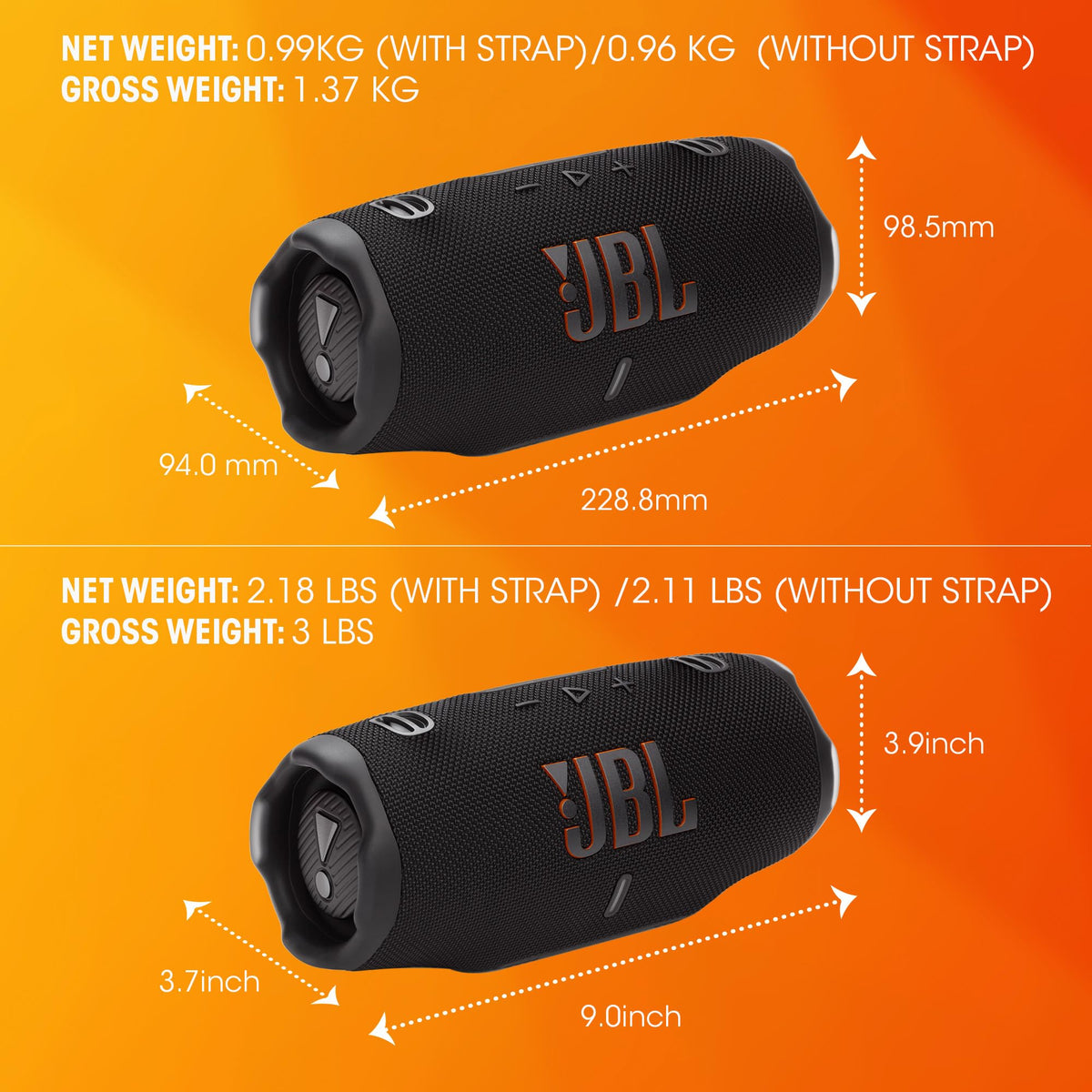 JBL Charge 6 Bocina Portátil Bluetooth, Batería Integrada, IP67 función de Carga USB - Negro
