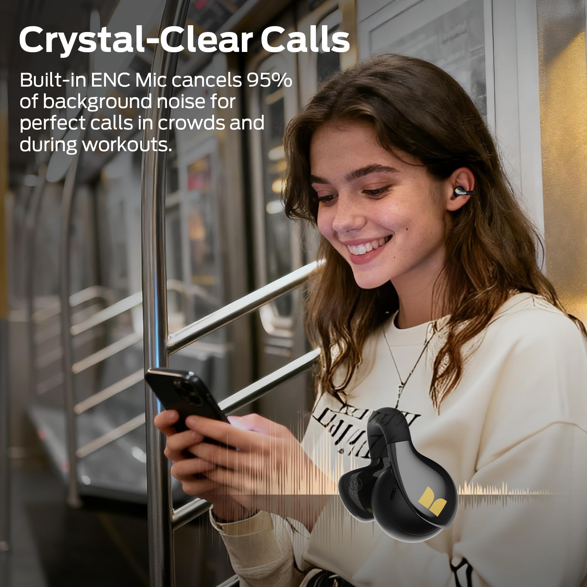Monster Open Ear AC225 Auriculares, Auriculares Inalámbricos Bluetooth 6.0, Sonido Estéreo, Auriculares Clip-on Ligeros con Micrófono ENC para Llamadas Claras, Tiempo de Reproducción de 36h, Negro