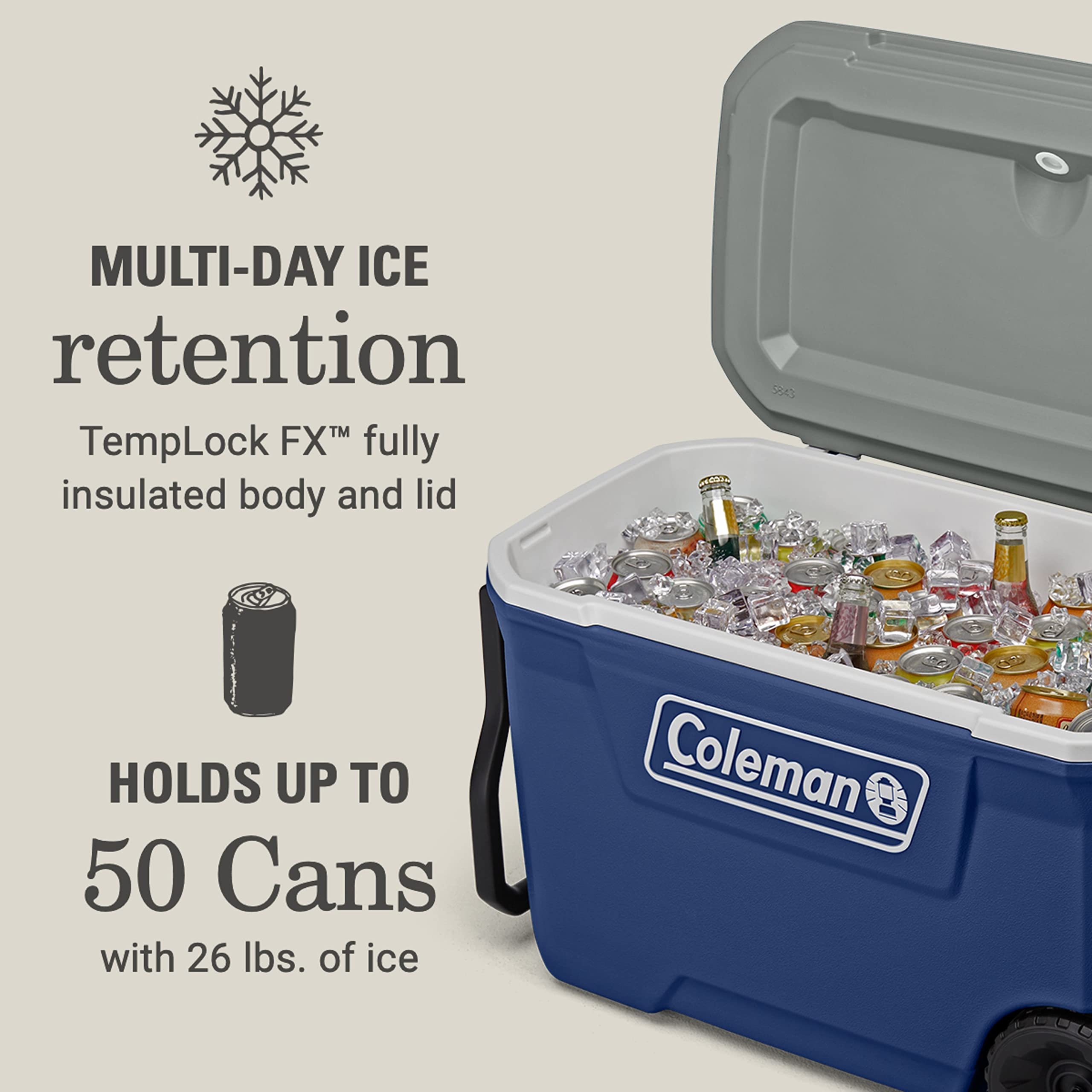 Coleman Serie 316, Enfriador Con Ruedas Unisex Adulto, Twilight, 62QT