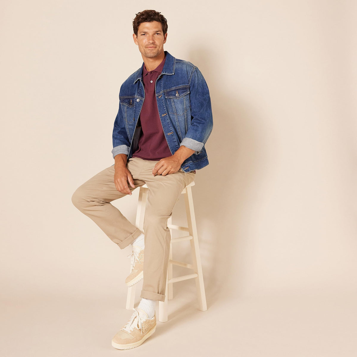Amazon Essentials - Polo de piqué de algodón ajustado para hombre, color burdeos, talla G
