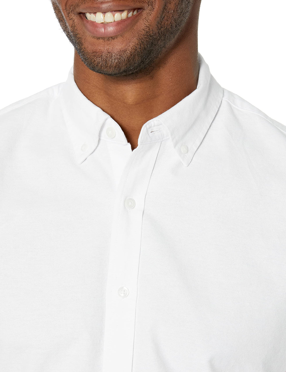 Amazon Essentials - Camisa Oxford de manga larga ajustada para hombre, color blanco, talla M