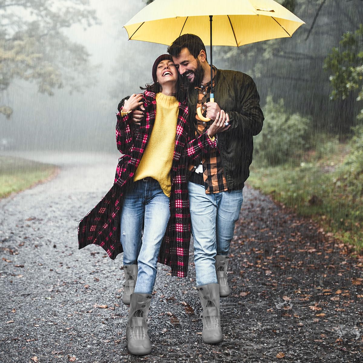 Cubre Zapatos Impermeable, Cubrezapatos Impermeable silicona antideslizante, Reutilizables y plegables, Se pueden usar en climas lluviosos y nevados, Adecuadas para hombres y mujeres. (M （Gris）)