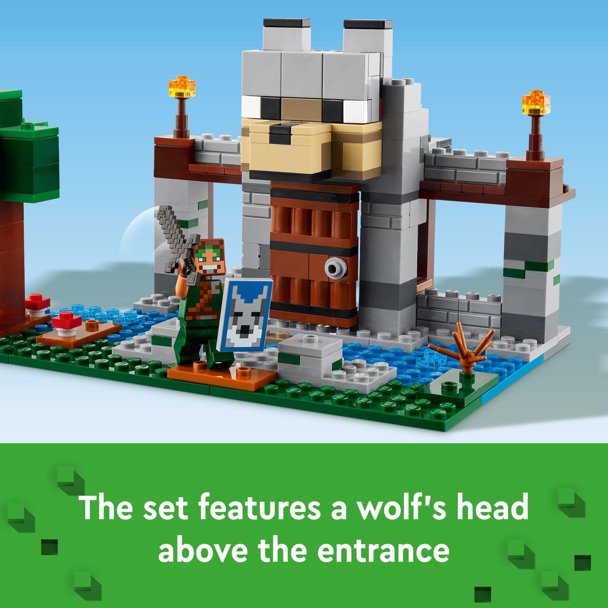 LEGO® Minecraft® La Fortaleza-Lobo Juguete de construcción con una fortificación, Esqueletos y un Explorador, Castillo Lleno de acción para Fans del Videojuego Mayores de 8 años 21261