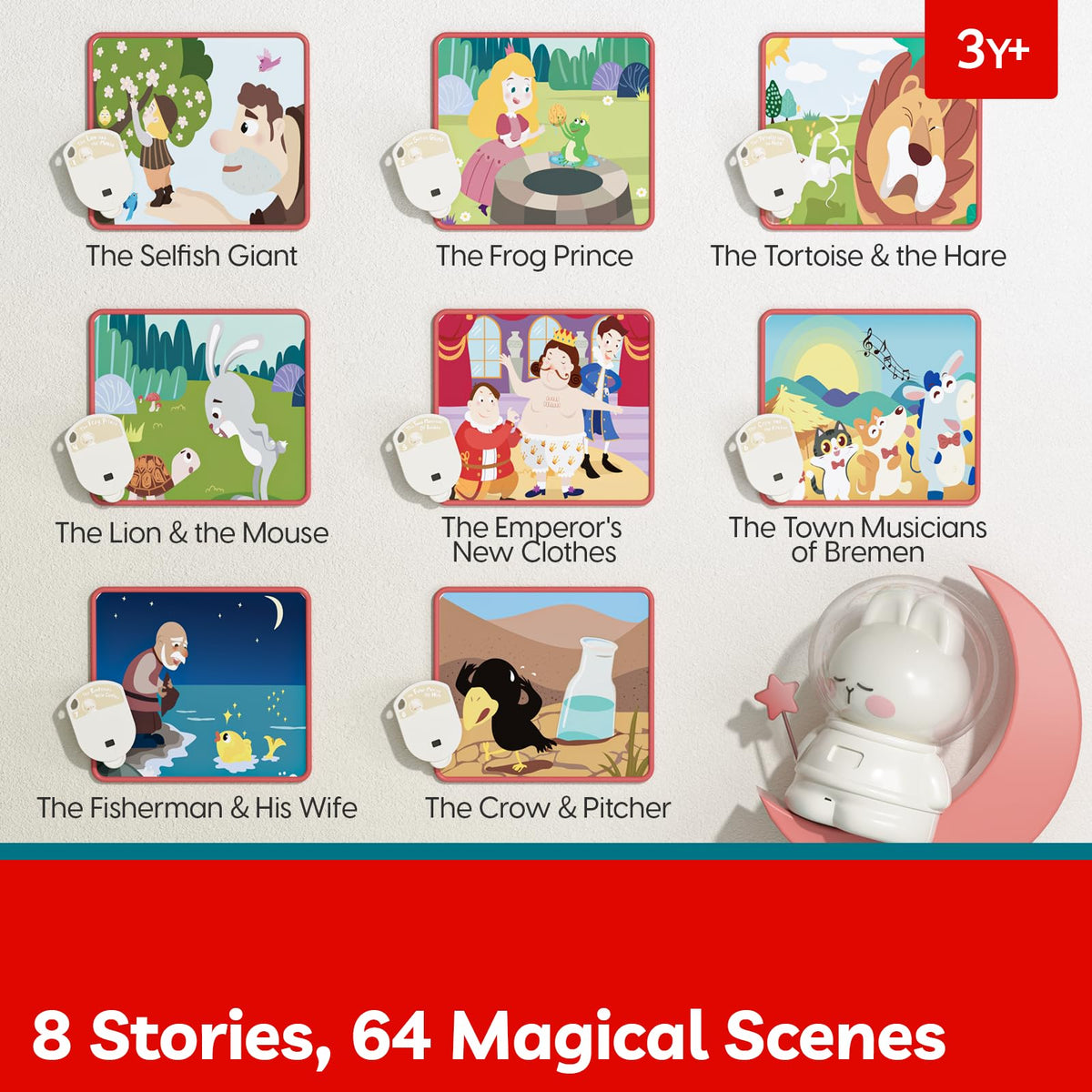 parte superior BRIGHT Proyector de historias para niños, libros de audio con 8 historias y música, juguetes para contar historias con luz nocturna, regalos de Navidad y Pascua, regalos de cumpleaños