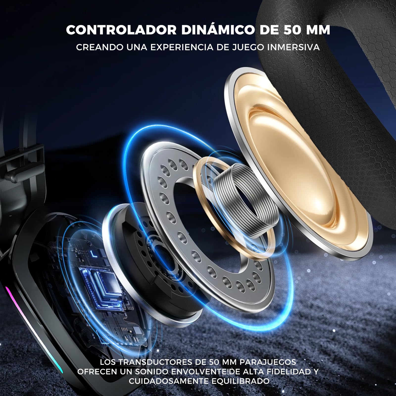 Audífonos de diadema, Audifonos con micronofono, 3.5mm Audio Jack, Almohadillas de espuma viscoelástica para los oídos, Audifonos Alambrico para Nintendo Switch Xbox Series X PS4 PS5 PC Mac, negro