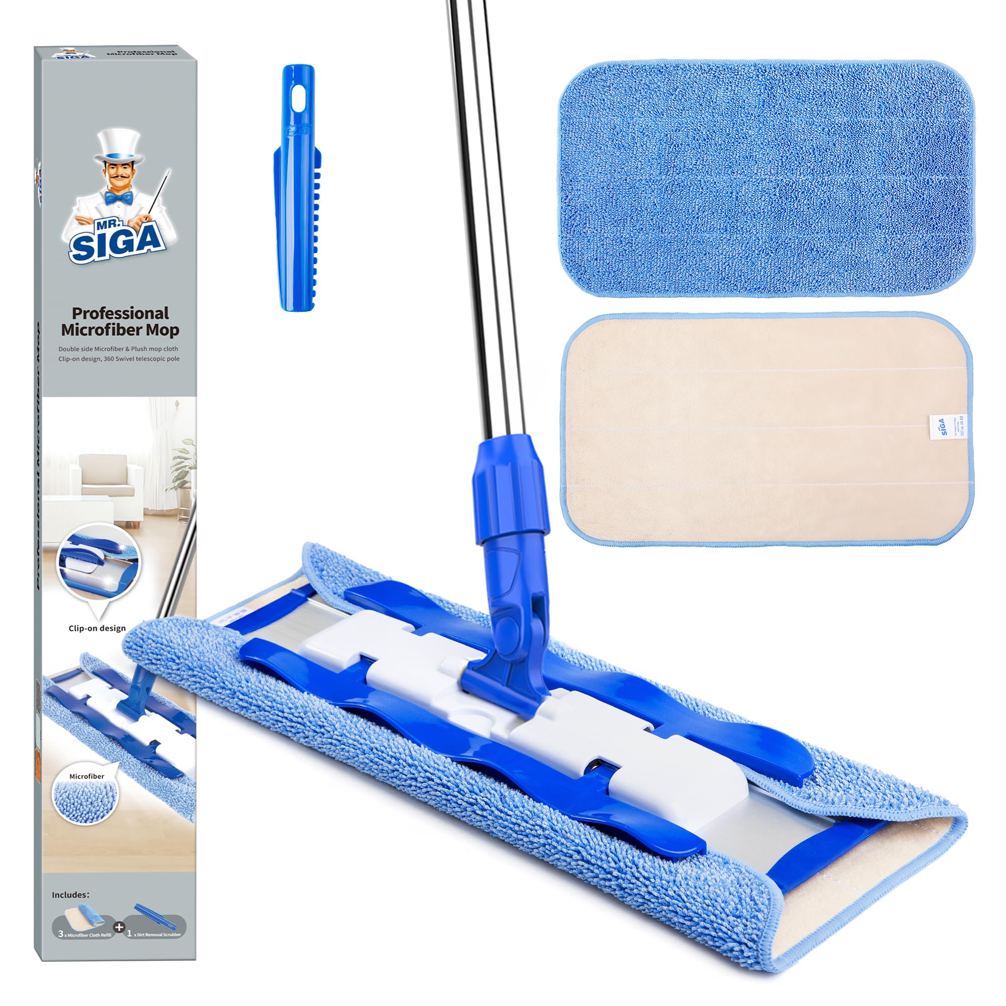MR.SIGA Fregona Microfibra Profesional para Suelos Madera y Laminados
