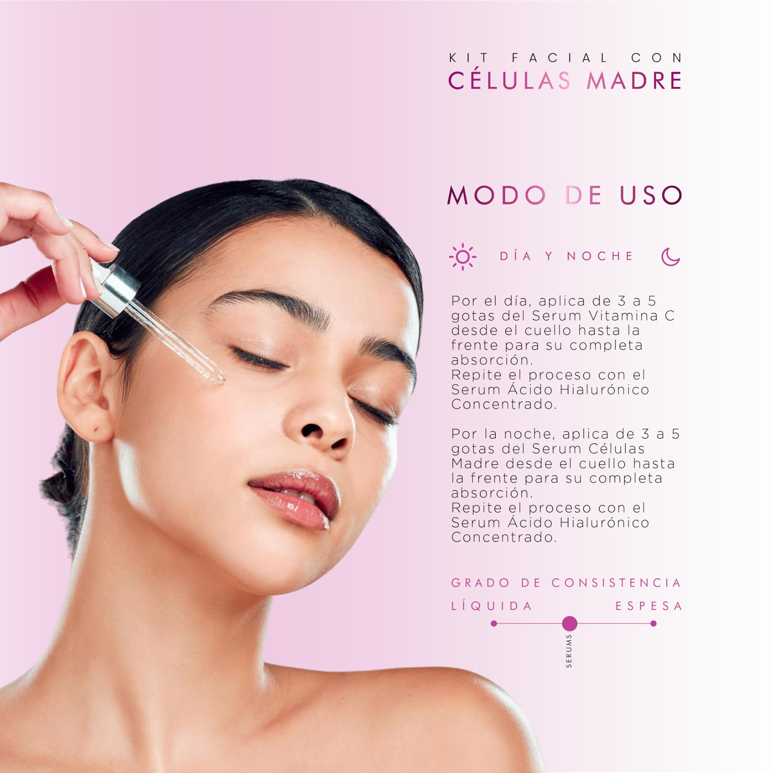 Kit Serum facial Acido Hialurónico, Vitamina C y Células Madre anti edad | Paquete completo de serum para el cuidado de la piel, hidratación y rejuvenecimiento (Kit AH + Celulas madre + Vit C)