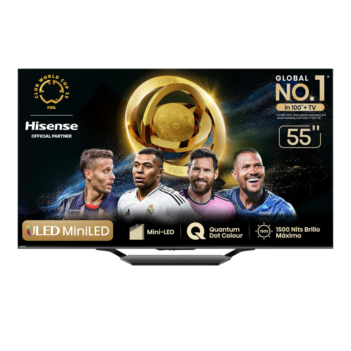 Hisense Television U7N Pantalla 55 Pulgadas,Mini-LED Smart Google TV UHD 4K,Control Remoto por Voz con Alexa,Modo de Juego Pro de 144 Hz,Hi-View Engine Pro,Subwoofer Incorporado