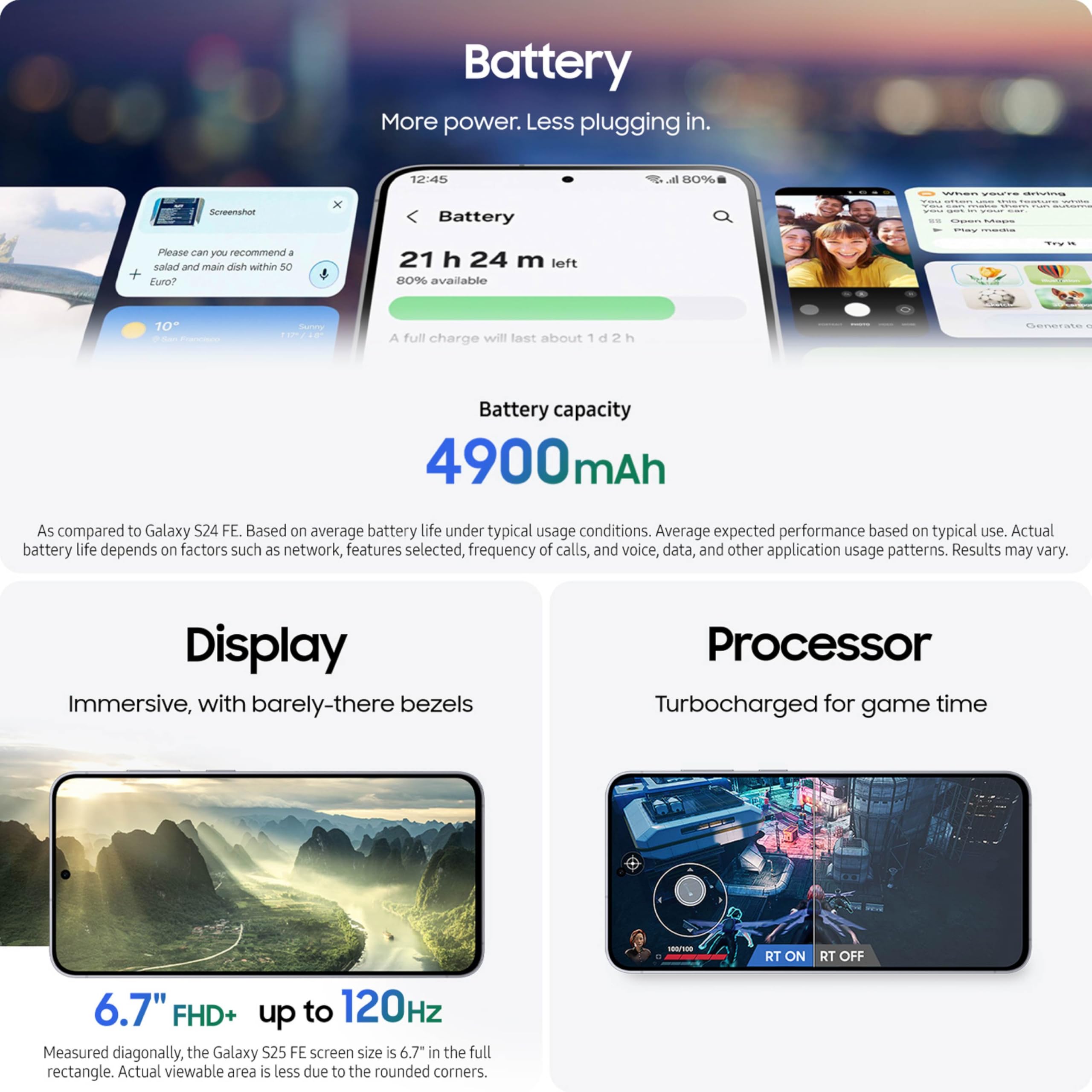 Samsung Galaxy S25 FE - Teléfono Celular (2025), Smartphone AI de 256 GB, Android Desbloqueado, visualización Grande, batería de 4900 mAh, cámara de Alta resolución, edición de Fotos AI, Duradero