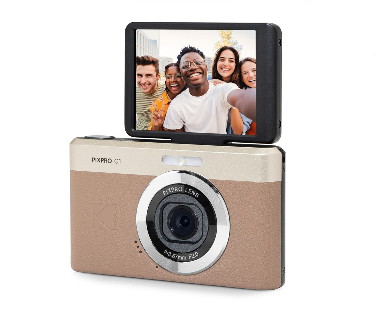 Kodak Pixpro C1 - Cámara Digital ultracompacta | 13MP BSI CMOS - Zoom 4X, Pantalla LCD de 7,1 cm, Flash LED - Marron