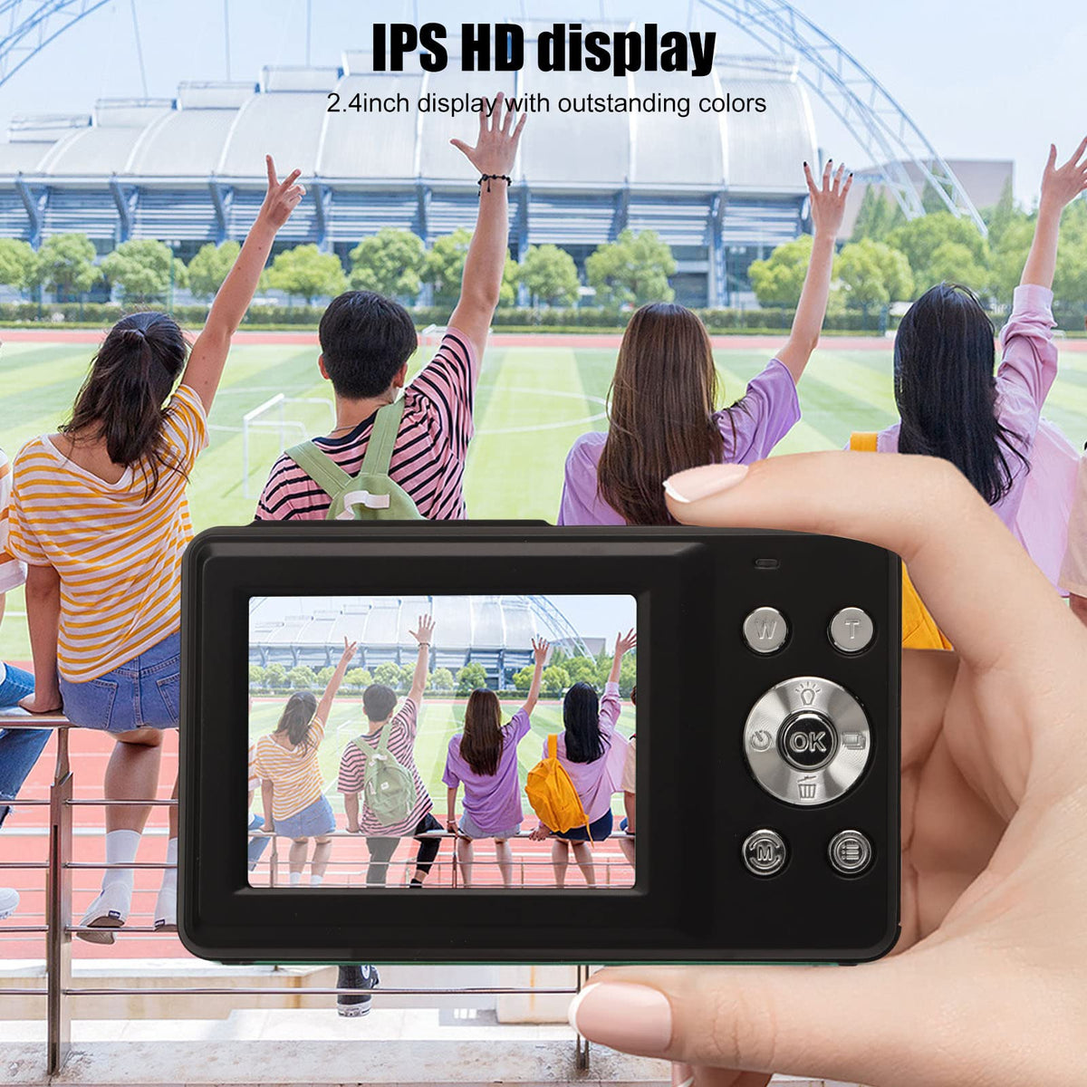 Yunseity Cámara Digital, HD 1080P 44MP Vlogging Camera para Niños Videocámara con Pantalla de 2,4 Pulgadas, Zoom 16X Autofocus Compacto Portátil Mini Camera Regalos para Estudian (Negro)