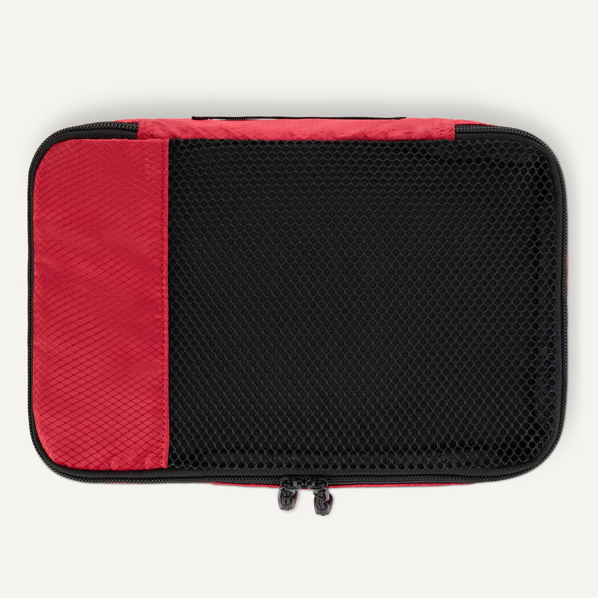Amazon Essentials Juego de 4 Cubos para Viaje, Organizador de Equipaje con Doble Cremallera, Parte Superior de Malla, Poliéster, Pequeño, Rojo (Antes Amazon Basics)