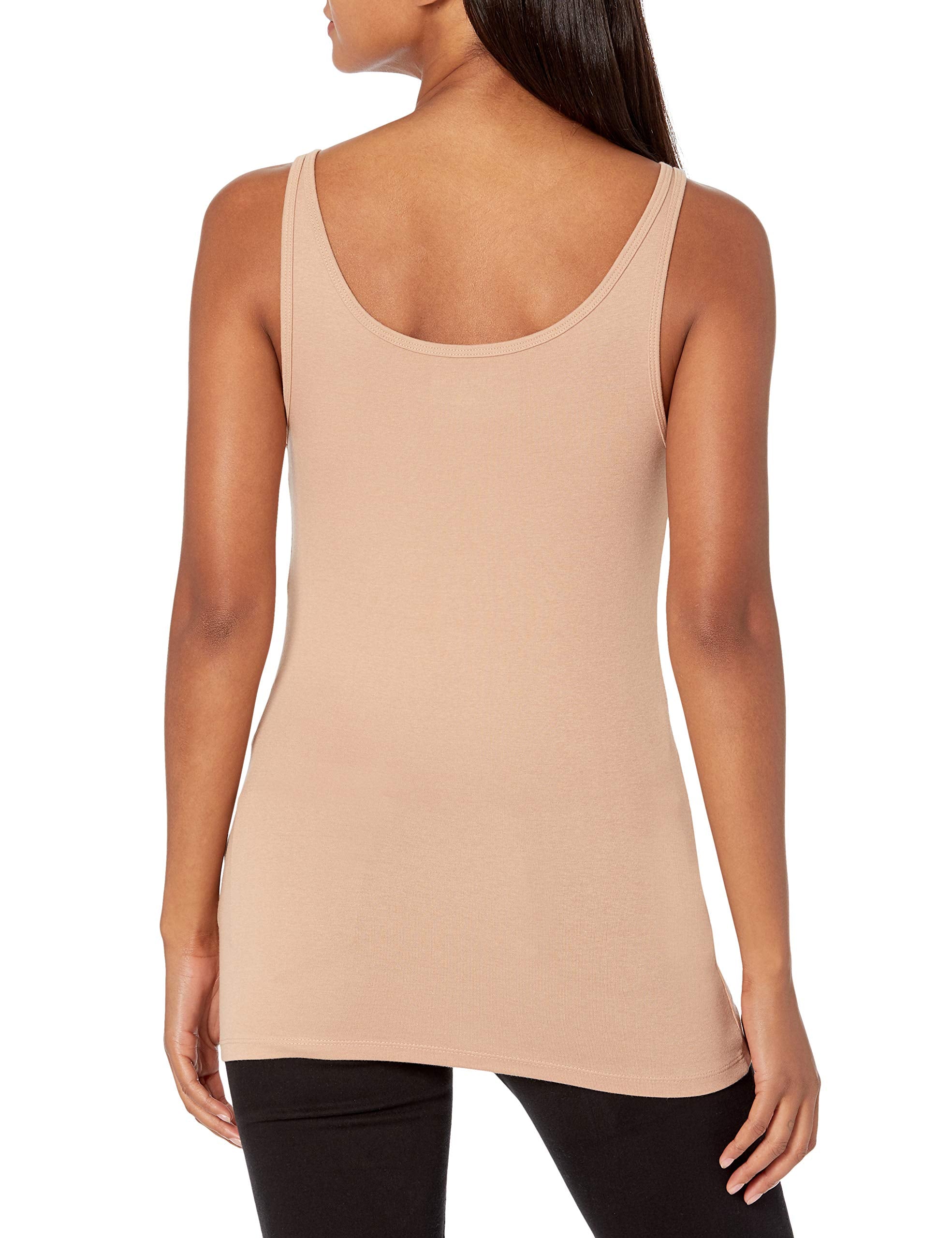 Amazon Essentials - Camiseta sin mangas de tirantes delgados para mujer, paquete de 2, color beige medio, talla G