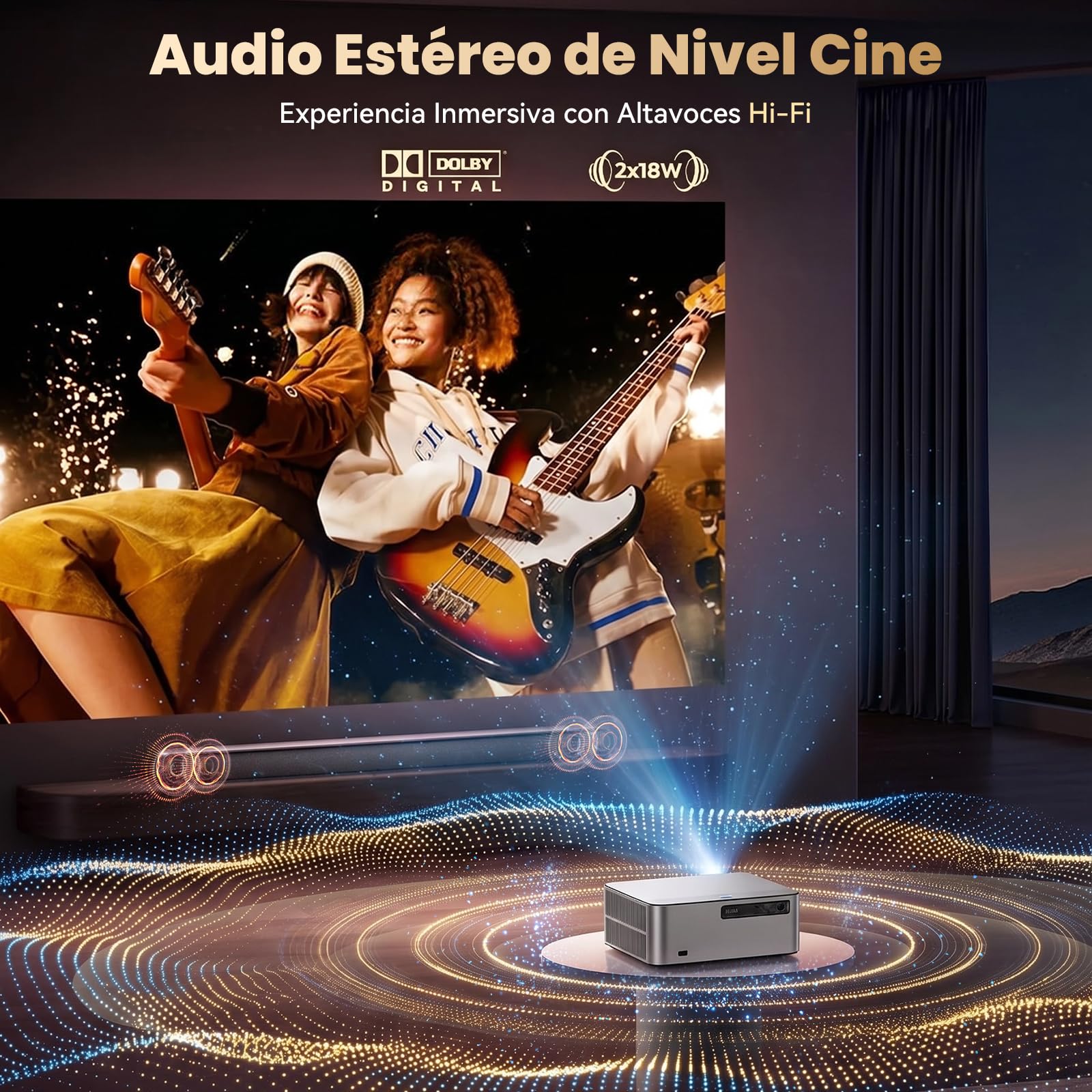 KACOTA 【Autoajuste/3000ANSI】 Proyector 4K P7 Pro, Android Sistema,Memoria 2+32GB,Proyector Gamer/Cine en casa(Latencia<18 ms),300 Pulgadas,WiFi 6,RJ45,Bluetooth 5.2, Compatible con iOS/Android/PC/PS5