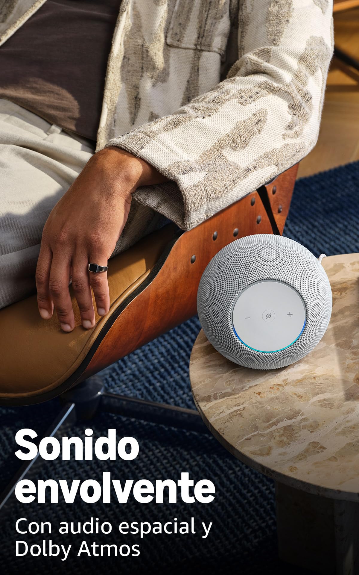 Amazon Echo Studio (modelo más reciente), Audio espacial inmersivo y Dolby Atmos, blanco glacial