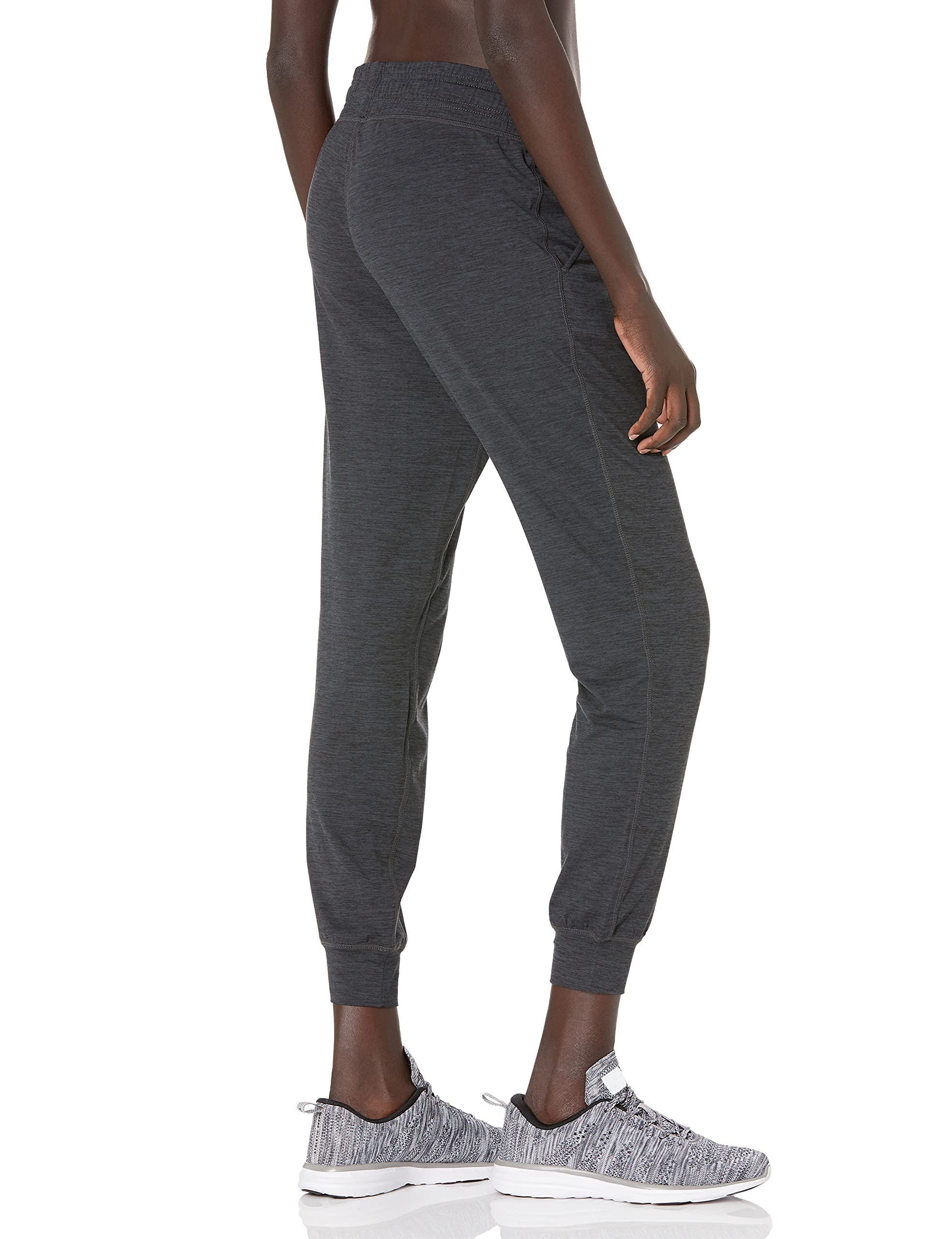 Amazon Essentials - Pantalón deportivo elástico cepillado para mujer (disponible en tallas grandes), negro, tinte espacial, talla XG