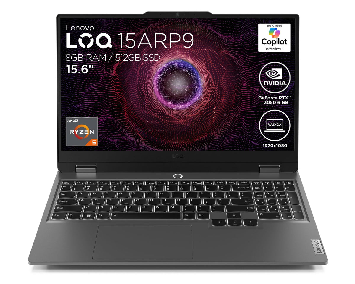 Lenovo Laptop Gaming LOQ RTX 3050 | 15.6" FHD AMD Ryzen 5 7235HS 8GB RAM 512GB SSD | NVIDIA GeForce | Teclado Retroiluminado, Windows 11 Home
