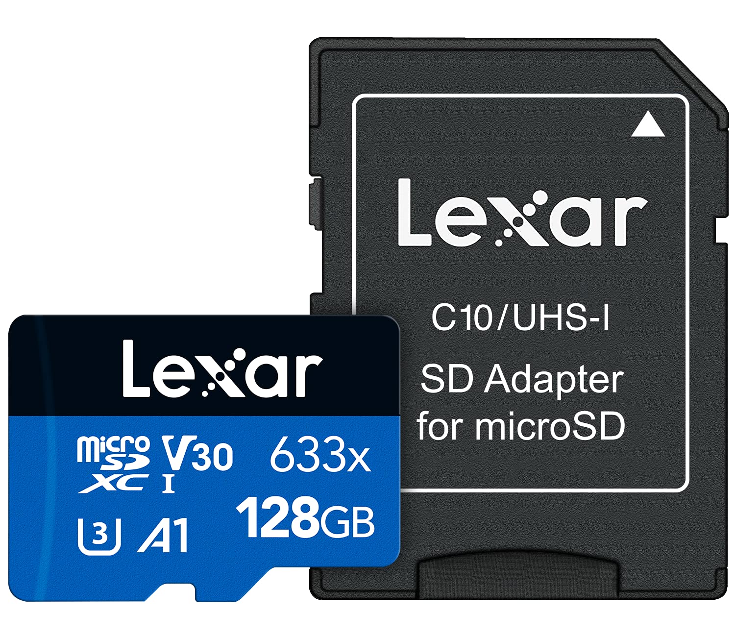 Micro SDHC con adaptador SD, Negro/Azul, 128 GB
