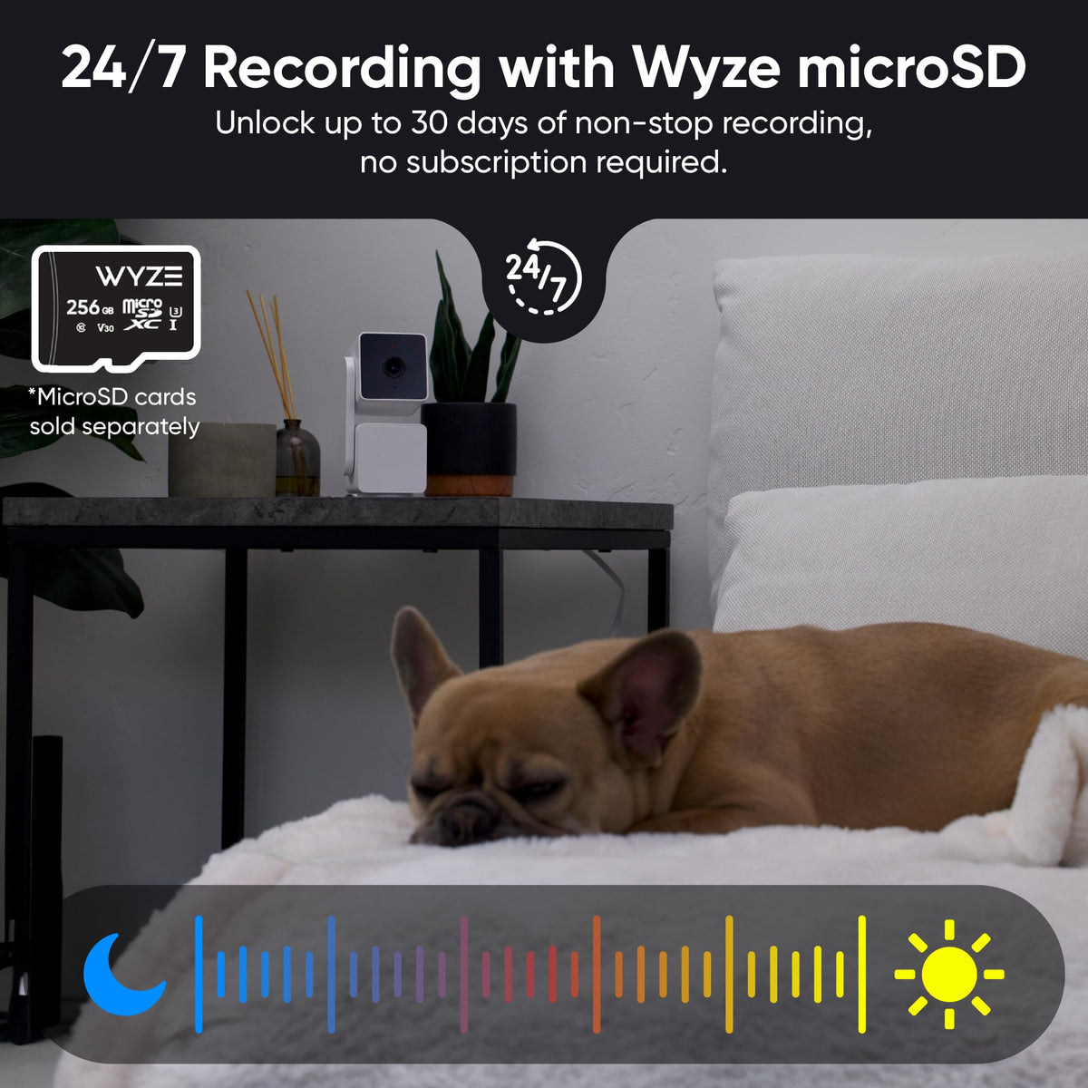 Wyze CAM Pan v3 Cámara de Seguridad Exterior e Interior, 1080p Full HD, Visión Nocturna a Color, Resistencia IP65 - Blanco