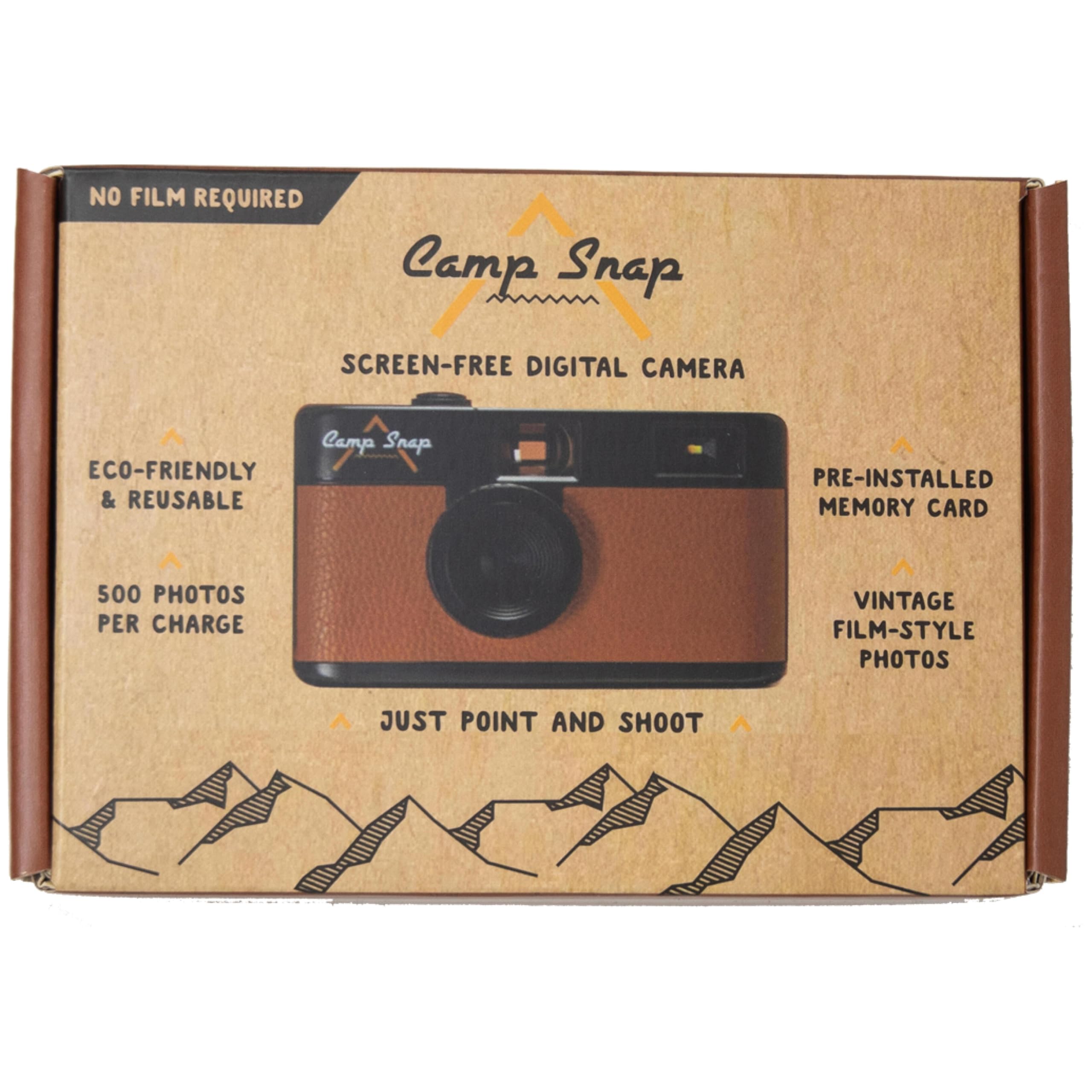 Camp Snap - Cámara digital de punto y disparo sin visualización (café)