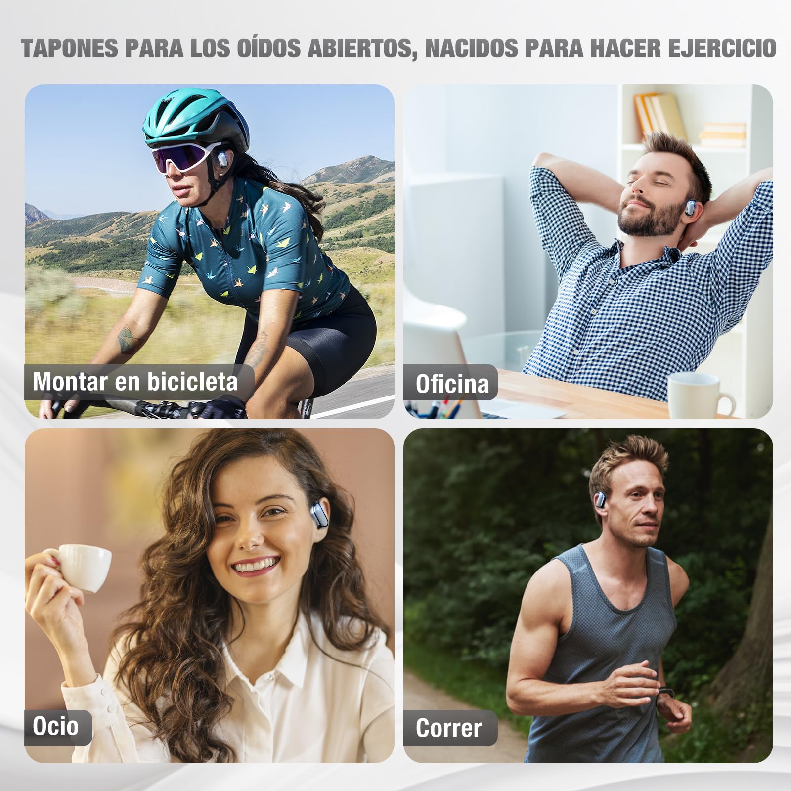 ELECGO Oído Abierto Audífonos Bluetooth 5.4, Audífonos Inalámbricos Deportivos, Auriculares para Correr con Indicador de Carga LED,Llamada ENC HD, Auriculares Inalambricos Deportivos con Gancho