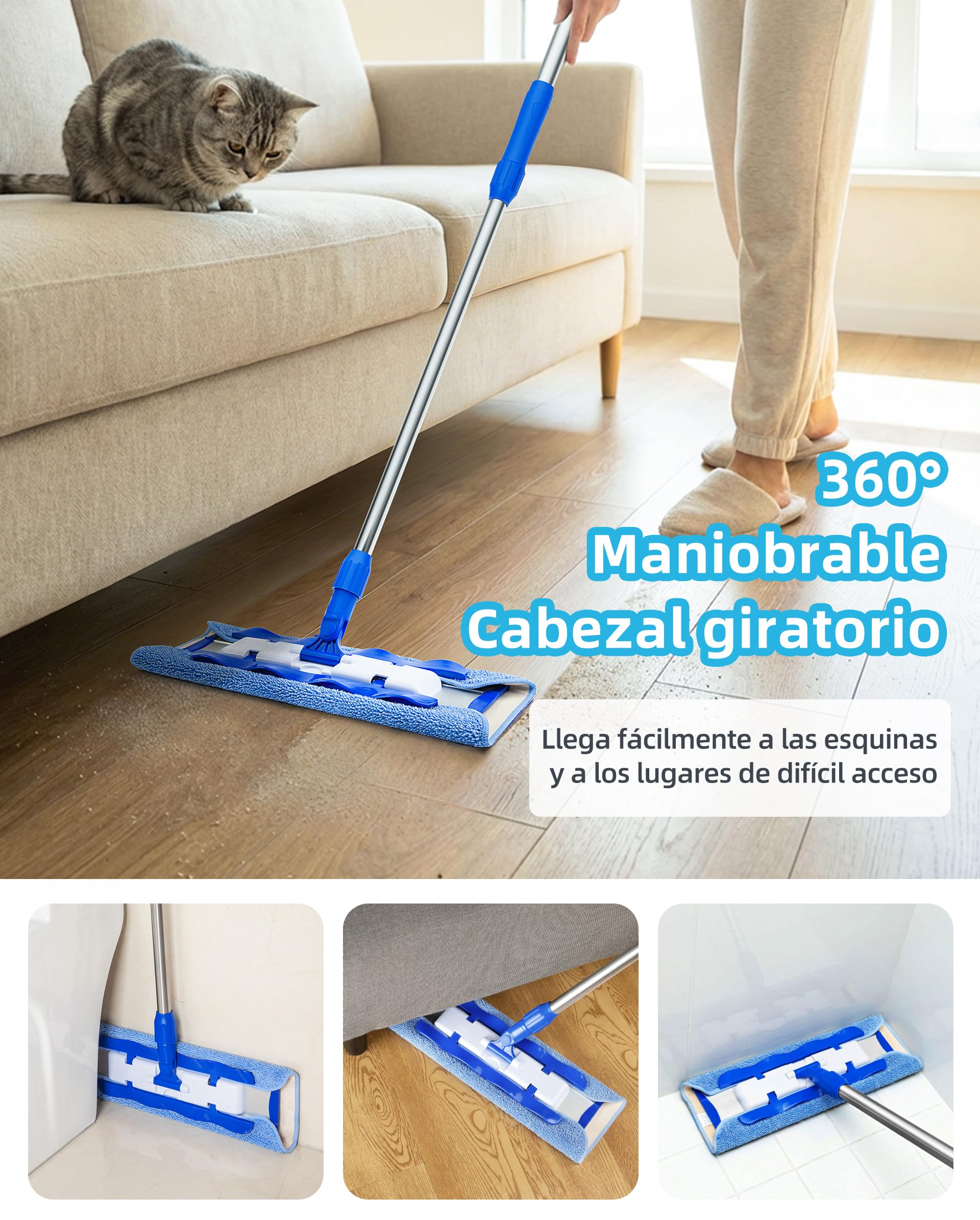 MR.SIGA Fregona Microfibra Profesional para Suelos Madera y Laminados