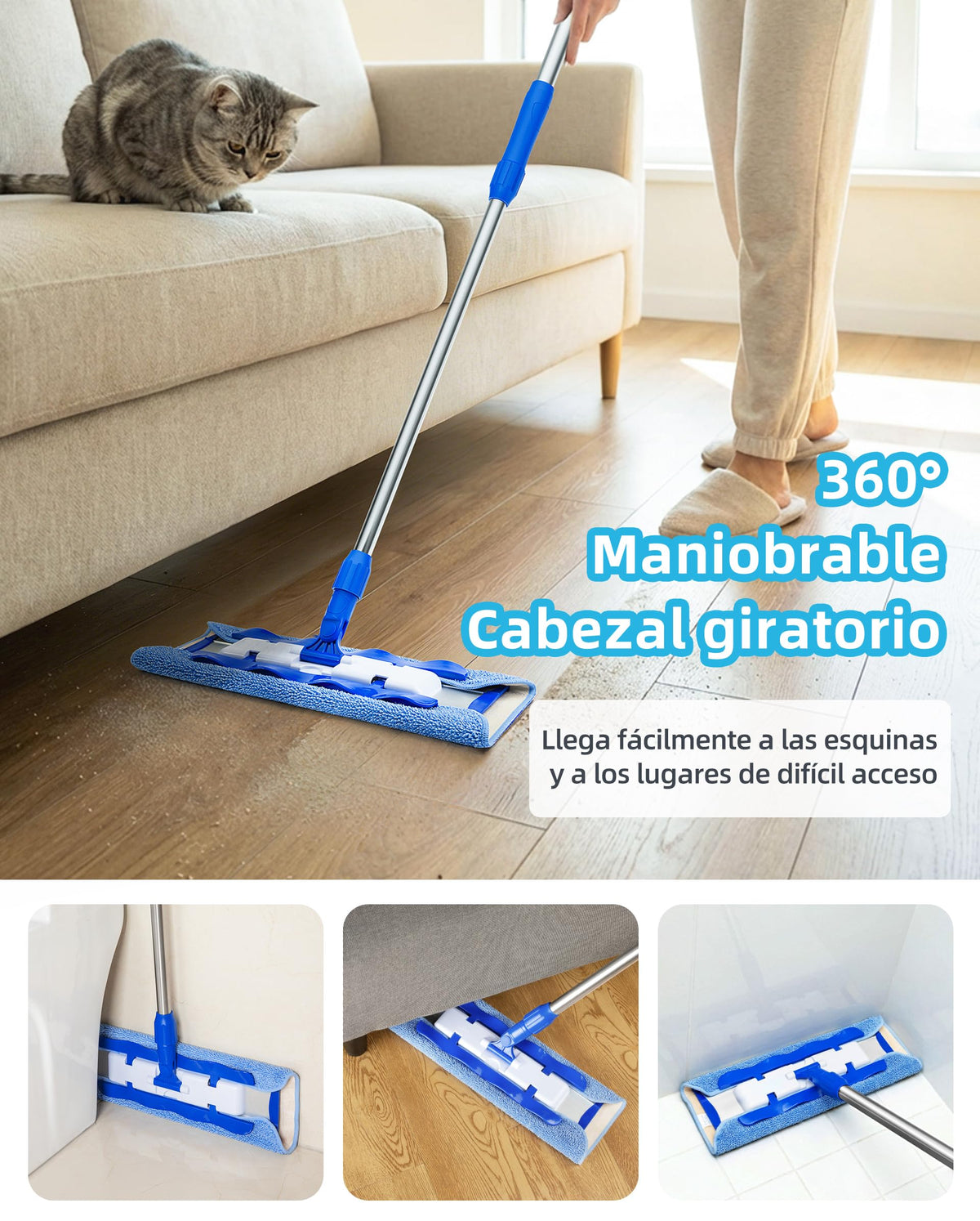 MR.SIGA Fregona Microfibra Profesional para Suelos Madera y Laminados