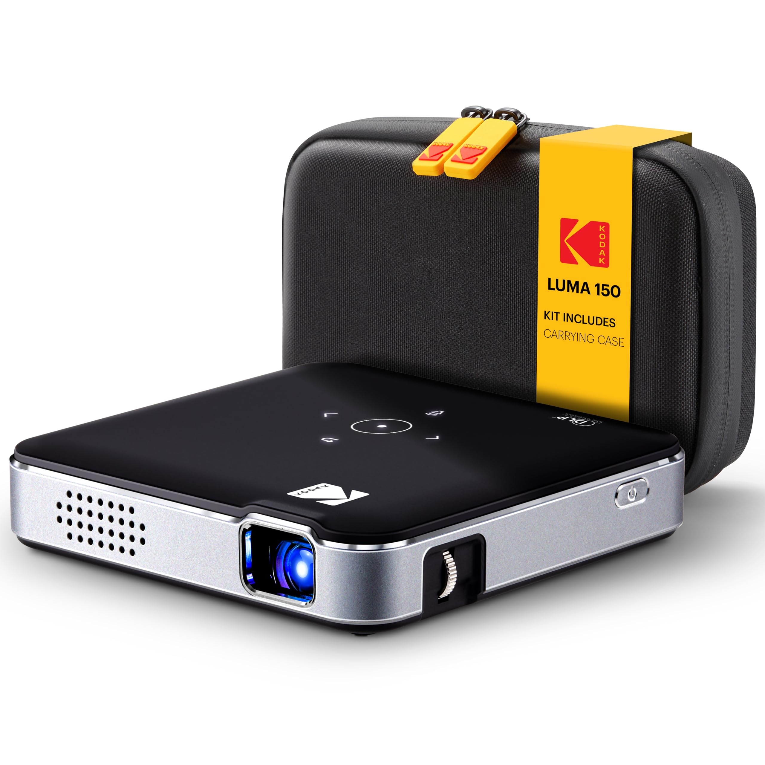 KODAK Luma 150 - Mini Proyector Pico Inalámbrico Negro – DLP, Soporta 1080p, Altavoz Integrado y Batería Recargable, HDMI/USB/microSD, Estuche de Viaje Incluido