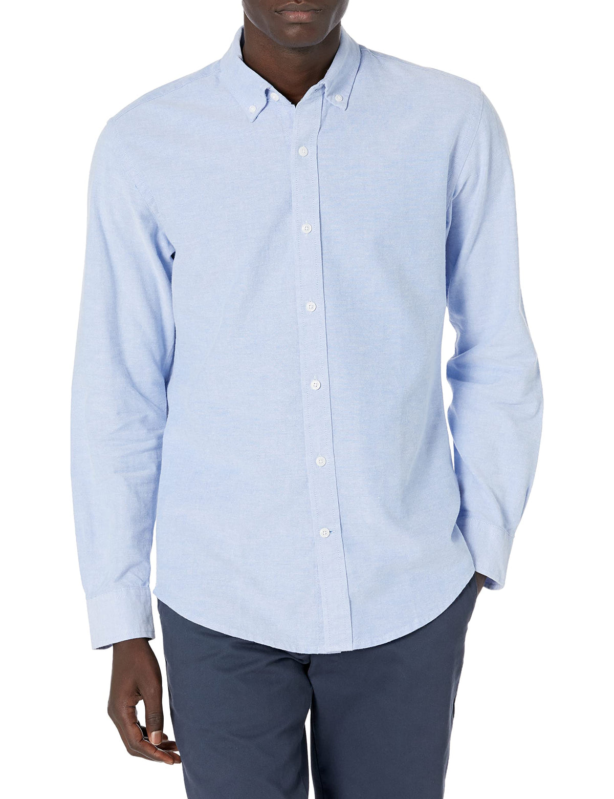 Amazon Essentials - Camisa Oxford de manga larga para hombre, ajuste regular, azul, talla M
