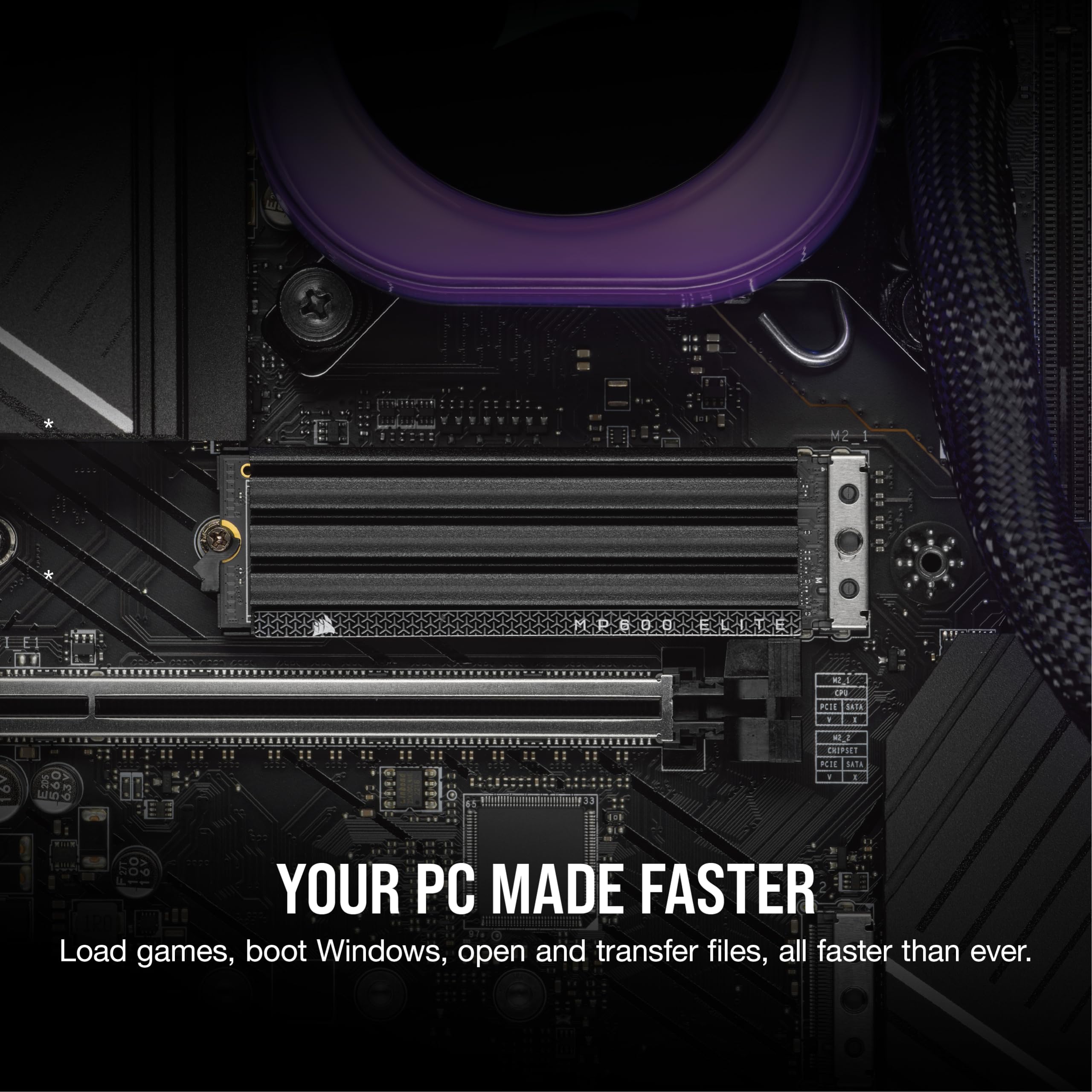 Corsair MP600 Elite SSD NVMe M.2 PCIe Gen4 x4 de 4 TB con Disipador Térmico Incluido – M.2 2280 – Lectura Secuencial de hasta 7.000 MB/s – NAND 3D TLC de Alta Densidad – Negro