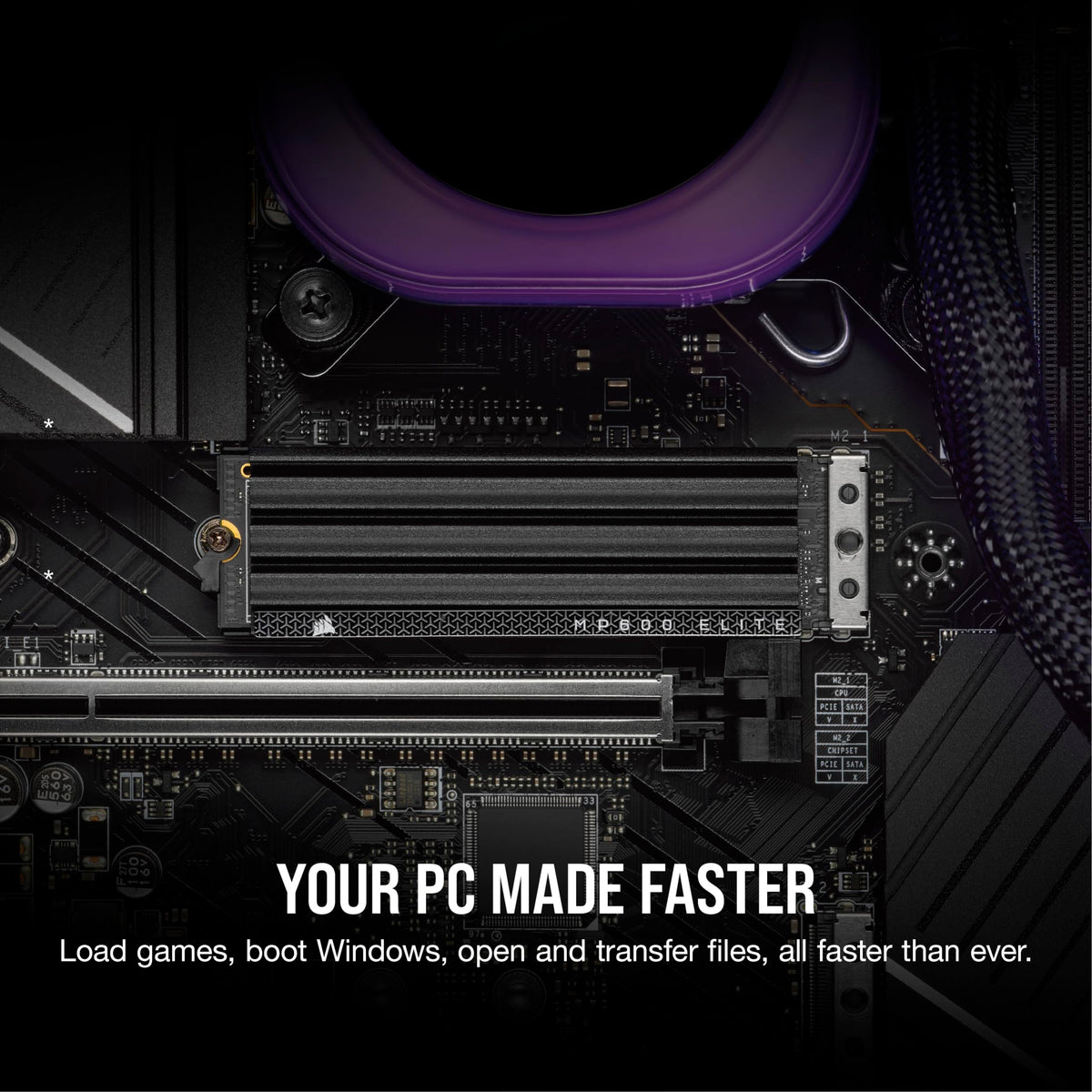 Corsair MP600 Elite SSD NVMe M.2 PCIe Gen4 x4 de 4 TB con Disipador Térmico Incluido – M.2 2280 – Lectura Secuencial de hasta 7.000 MB/s – NAND 3D TLC de Alta Densidad – Negro
