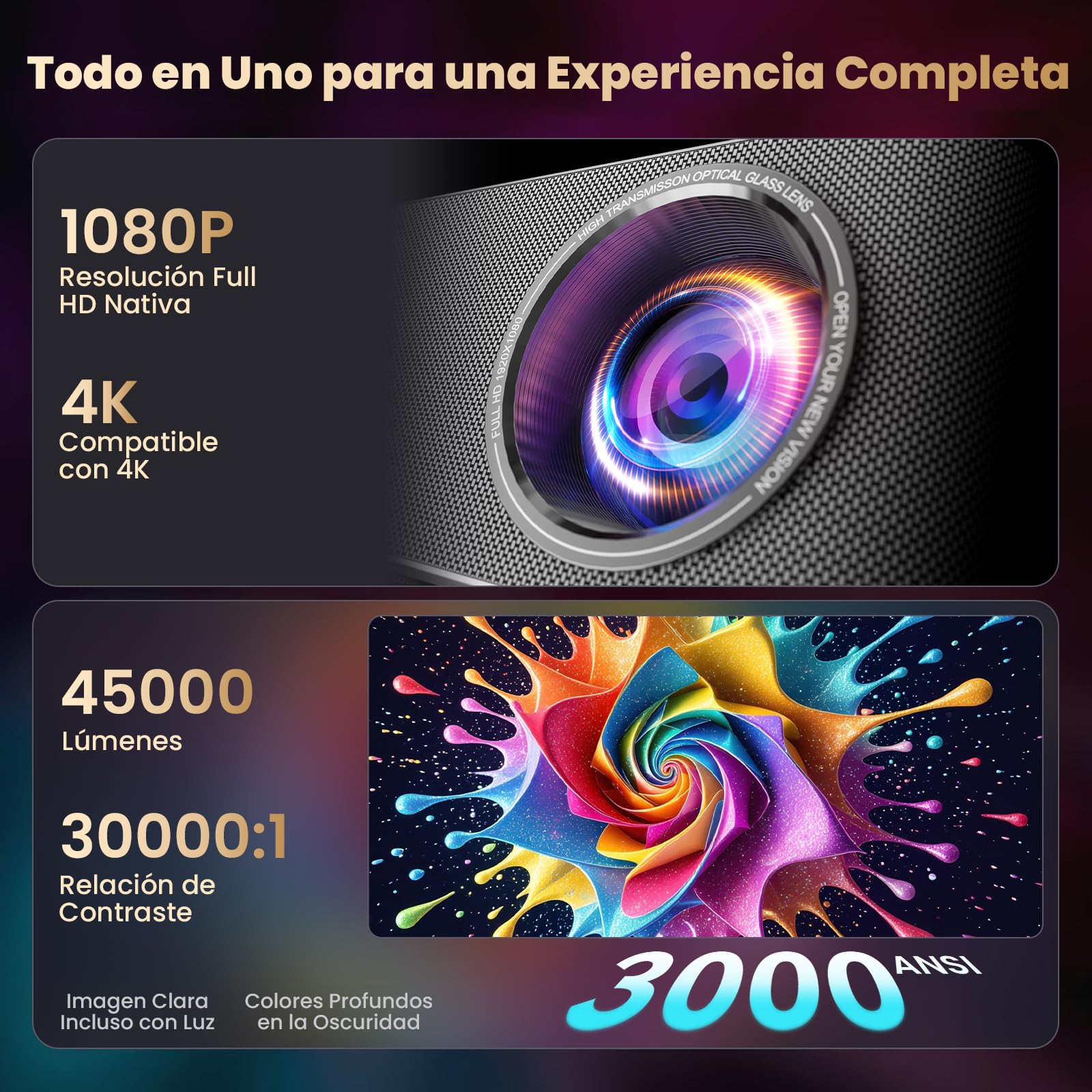 KACOTA 【Autoajuste/3000ANSI】 Proyector 4K P7 Pro, Android Sistema,Memoria 2+32GB,Proyector Gamer/Cine en casa(Latencia<18 ms),300 Pulgadas,WiFi 6,RJ45,Bluetooth 5.2, Compatible con iOS/Android/PC/PS5