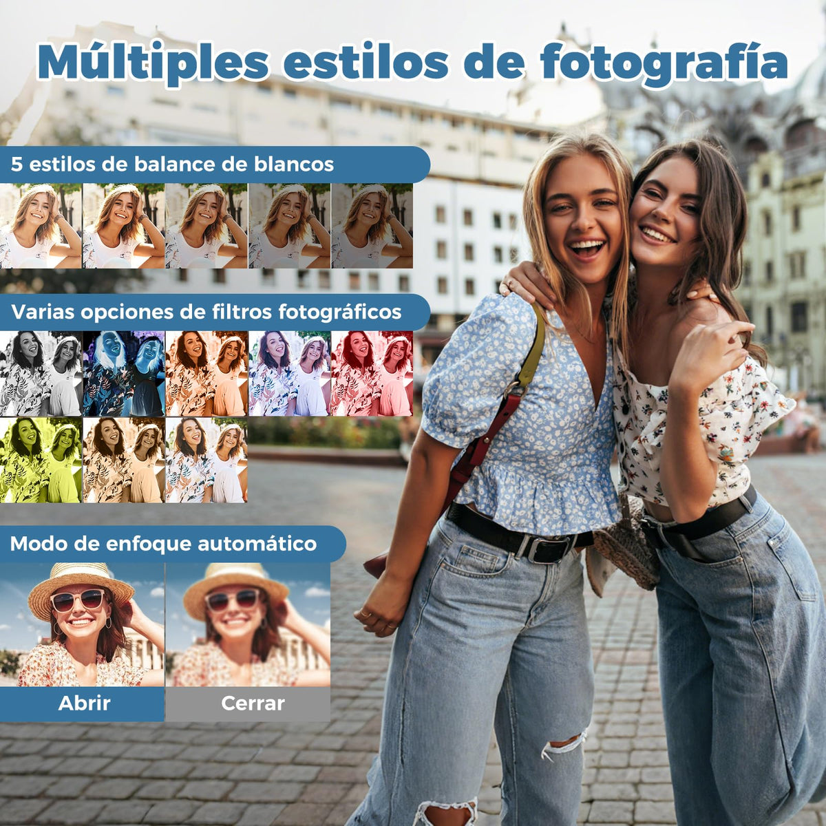 Cámara Digital 5K, Cámara Retro WiFi de 75 MP, Pantalla Giratoria de 3 Pulgadas, Camara de Vídeo UHD con Zoom Digital de 18 Aumentos y Enfoque Automático, Cámara Portátil de Viajes con Tarjeta 32GB SD
