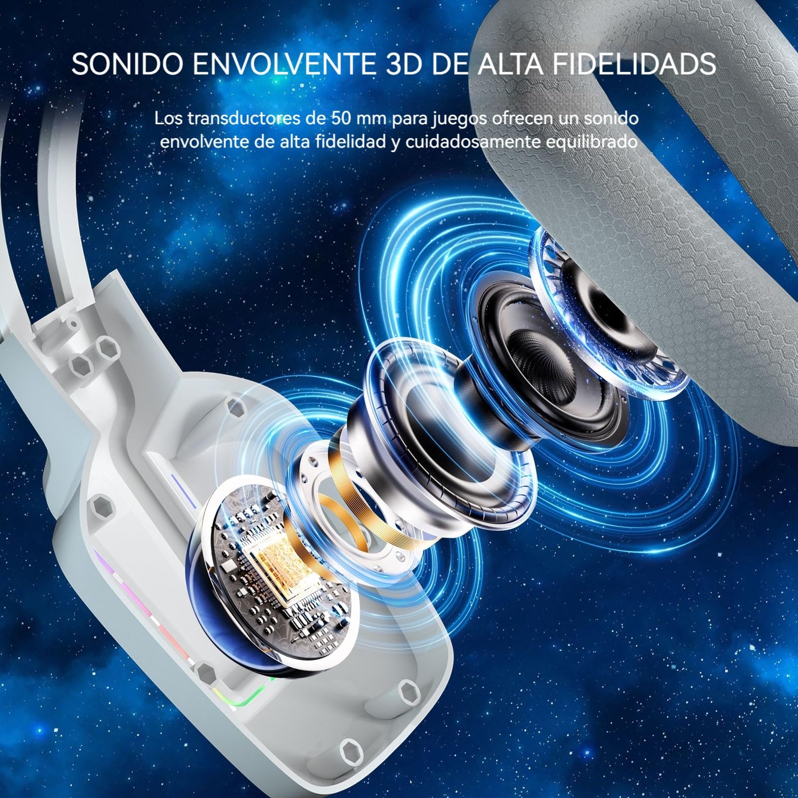 OMIRE Audifonos Gamer, Audifonos Diadema con Micronofono, 3.5mm Audio Jack, Audifonos Alambrico para Nintendo Switch, Xbox Series X, PS4, PS5, PC, Mac, RB-C8-W